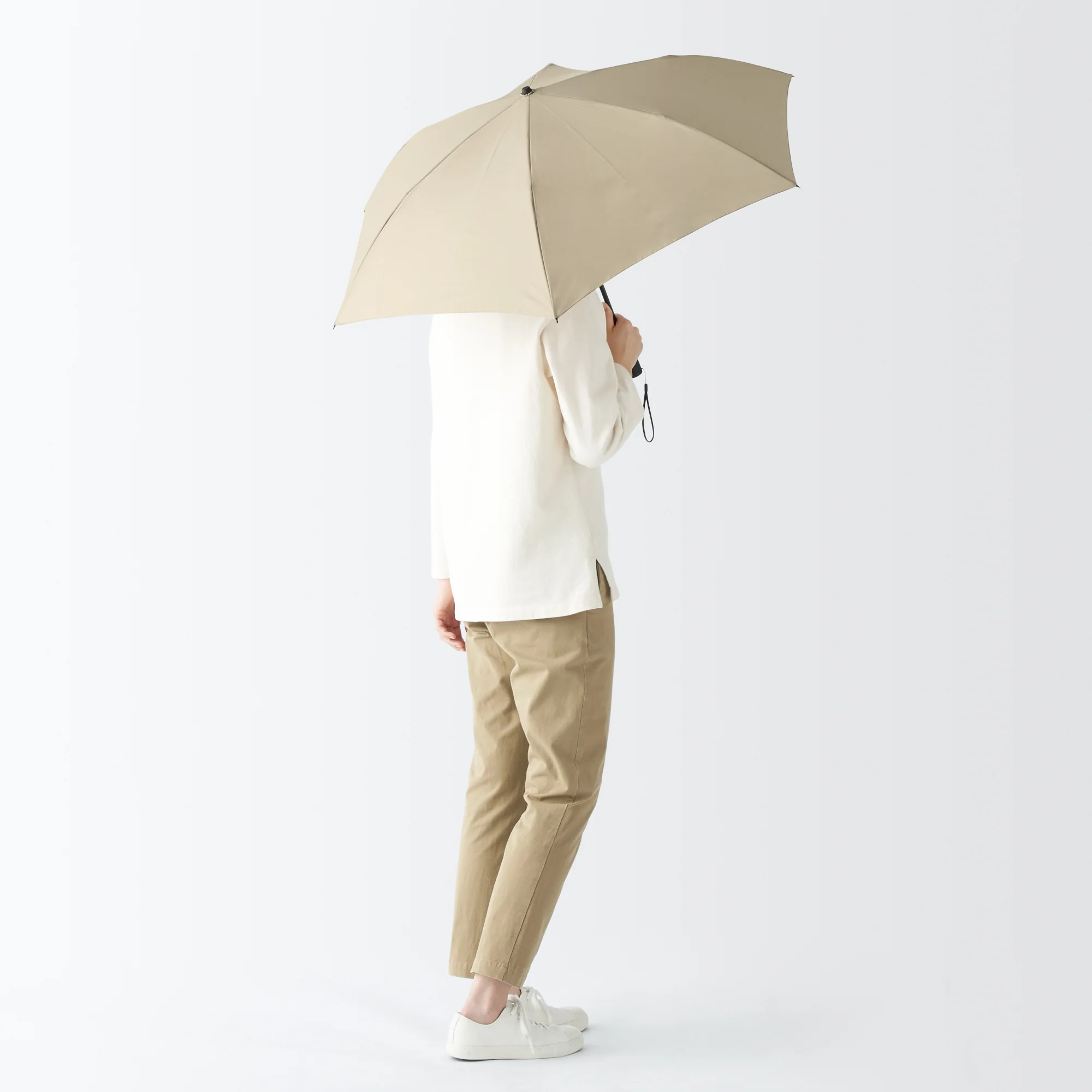 2-Way Foldable All-Weather Umbrella Beige - Image 3