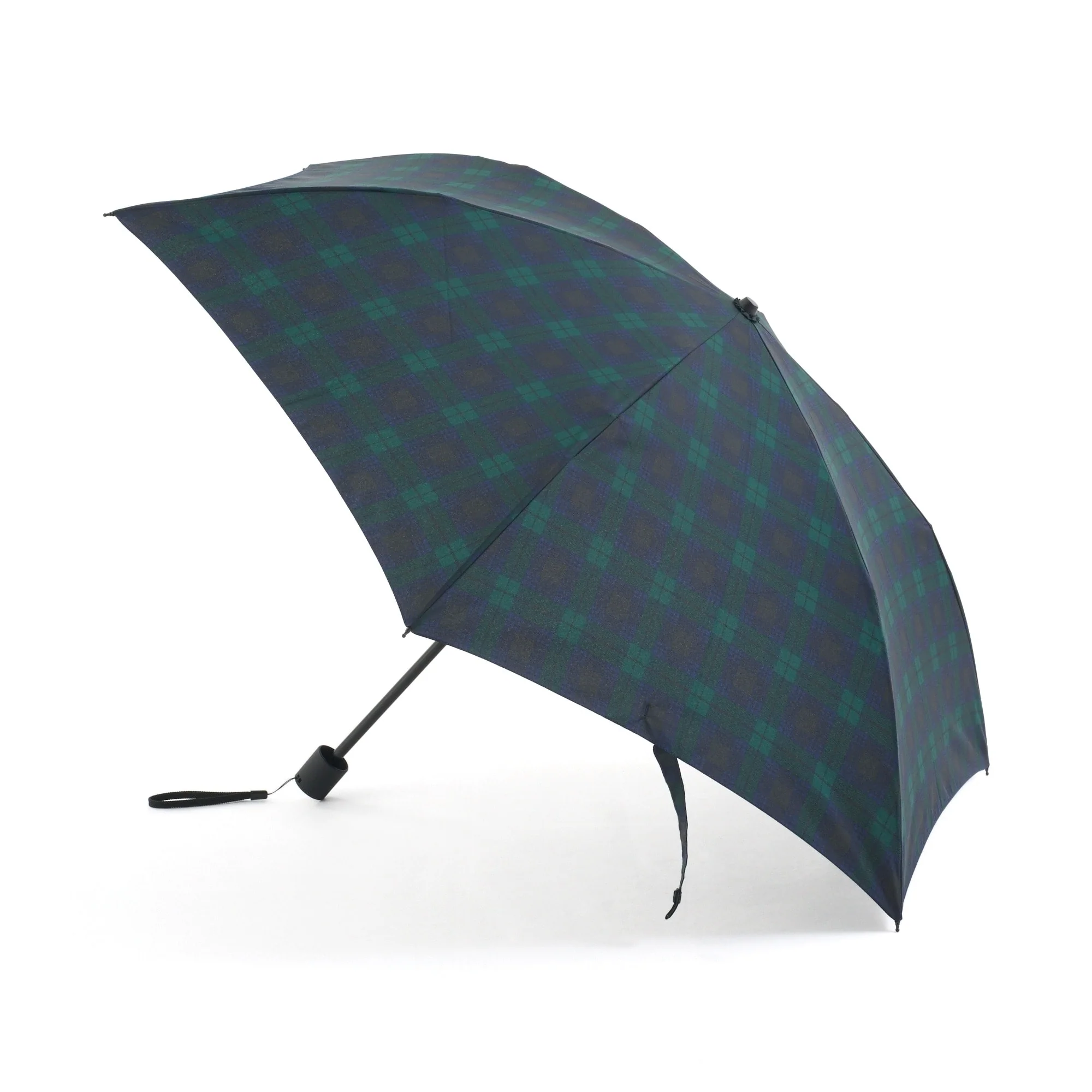2 Way Foldable Umbrella - Dark Green Check - Image 3