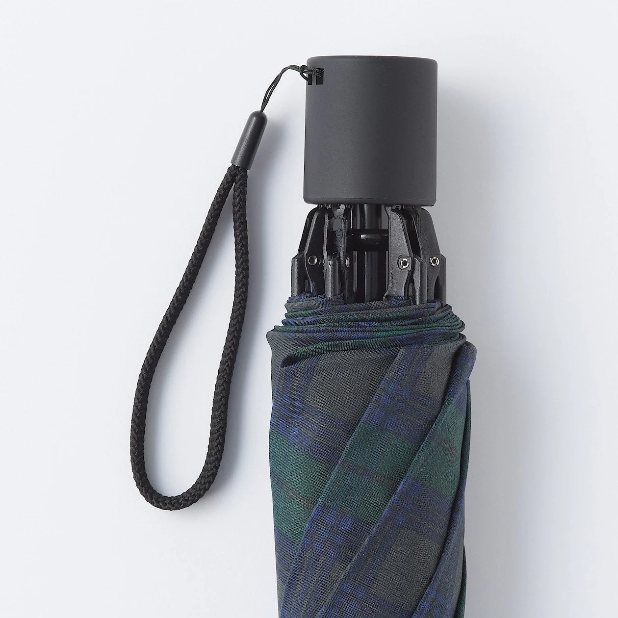 2 Way Foldable Umbrella - Dark Green Check - Image 4
