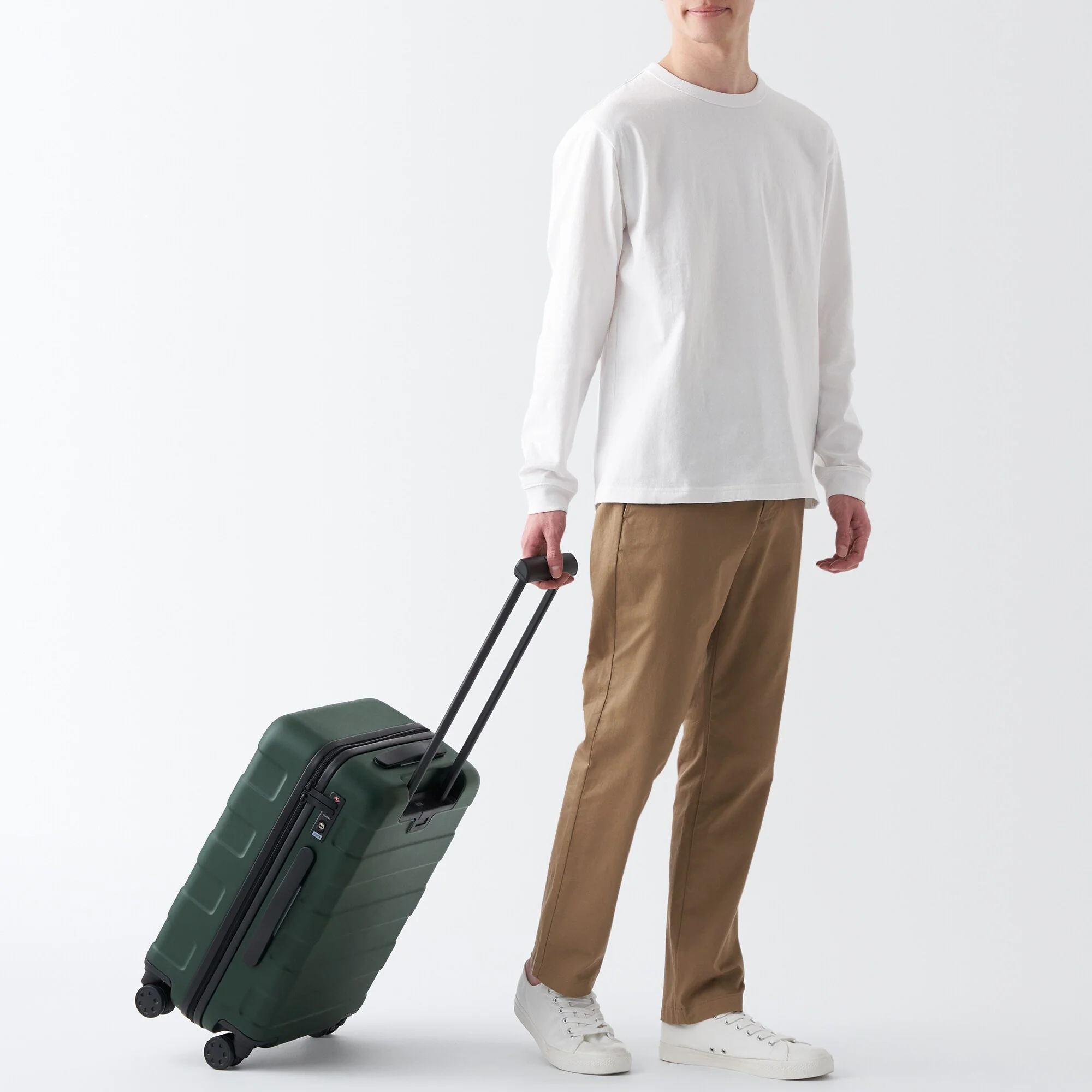 Adjustable Handle Hard Shell Suitcase 36L - Khaki Green | Carry-On - Image 17