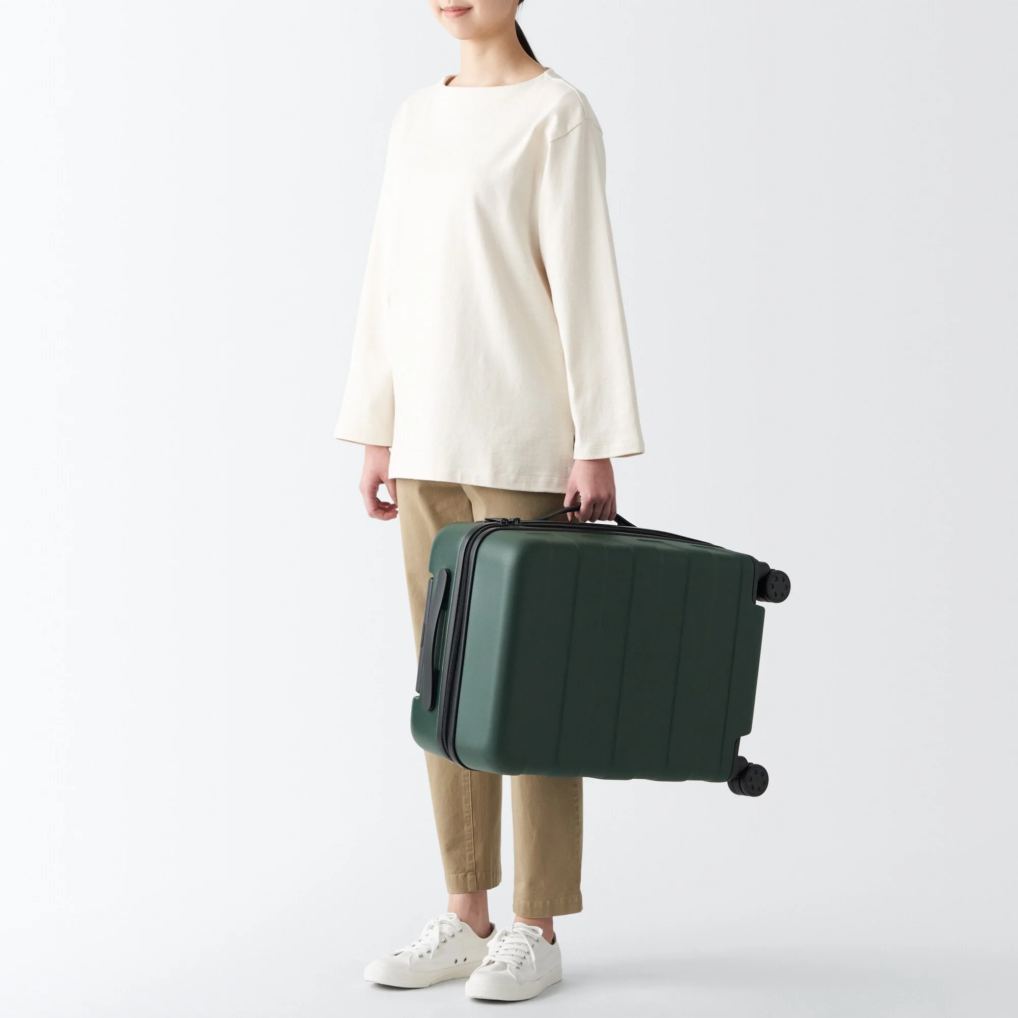 Adjustable Handle Hard Shell Suitcase 36L - Khaki Green | Carry-On - Image 19
