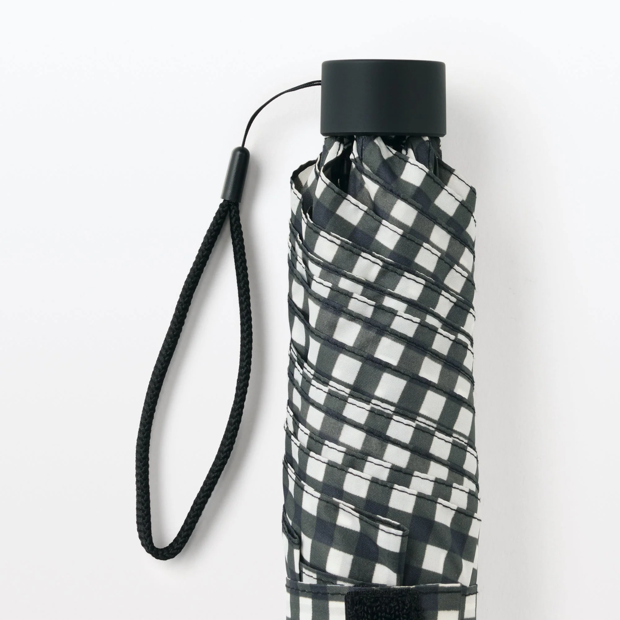 All-Weather Foldable Umbrella Black Check - Image 4