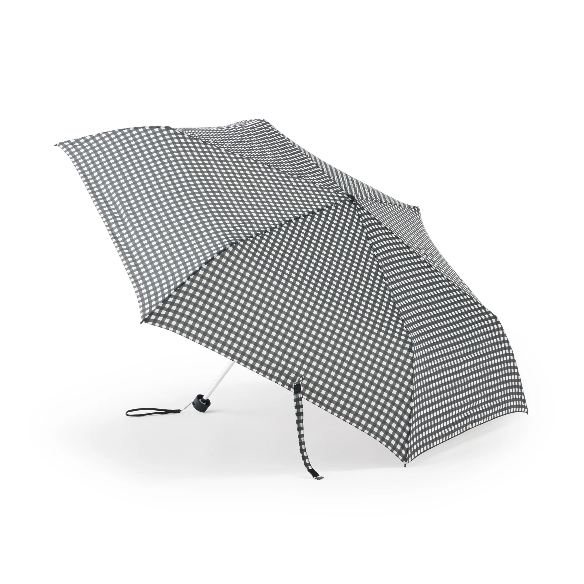 All-Weather Foldable Umbrella Black Check - Image 2