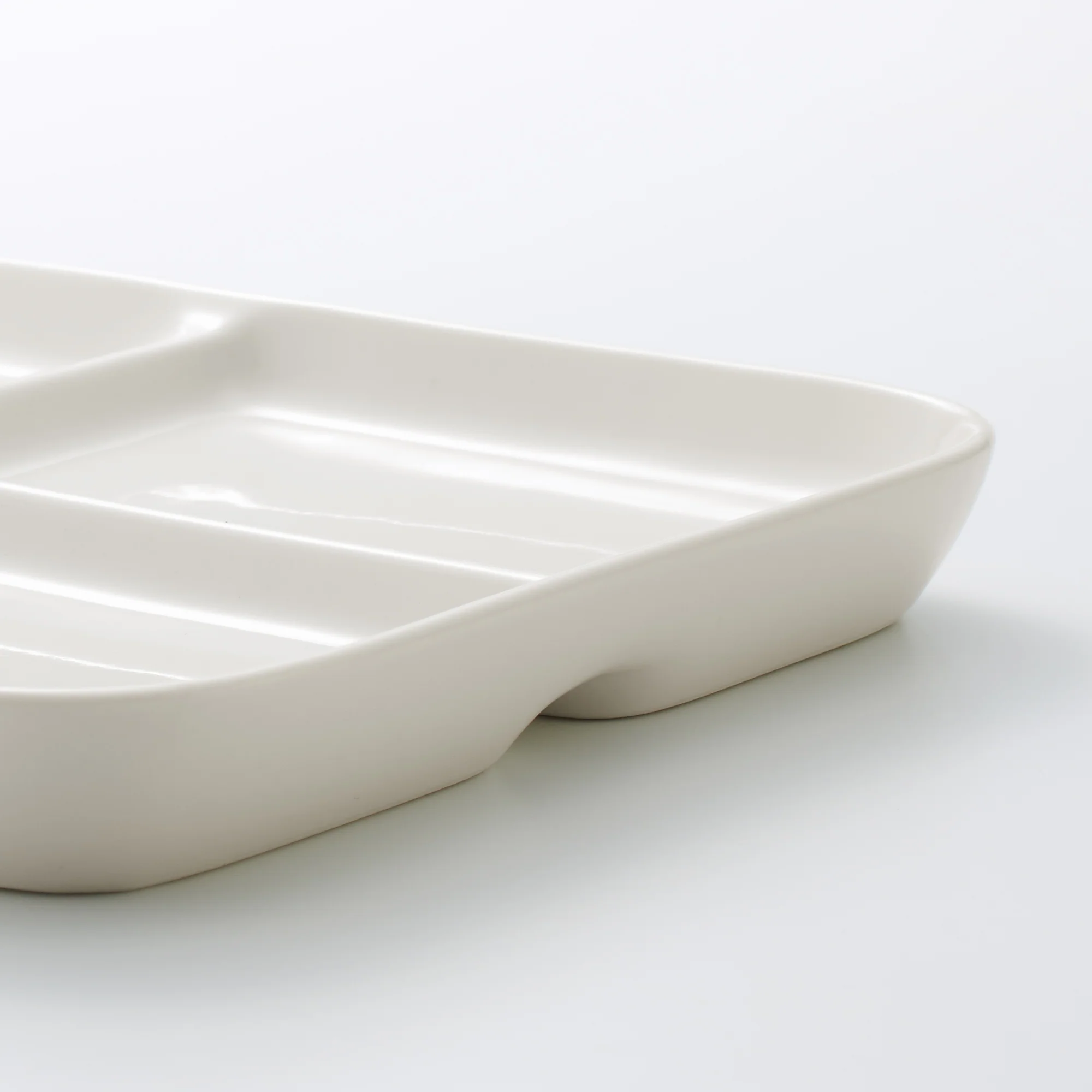 Beige Porcelain Square Plate with Partition - Image 5