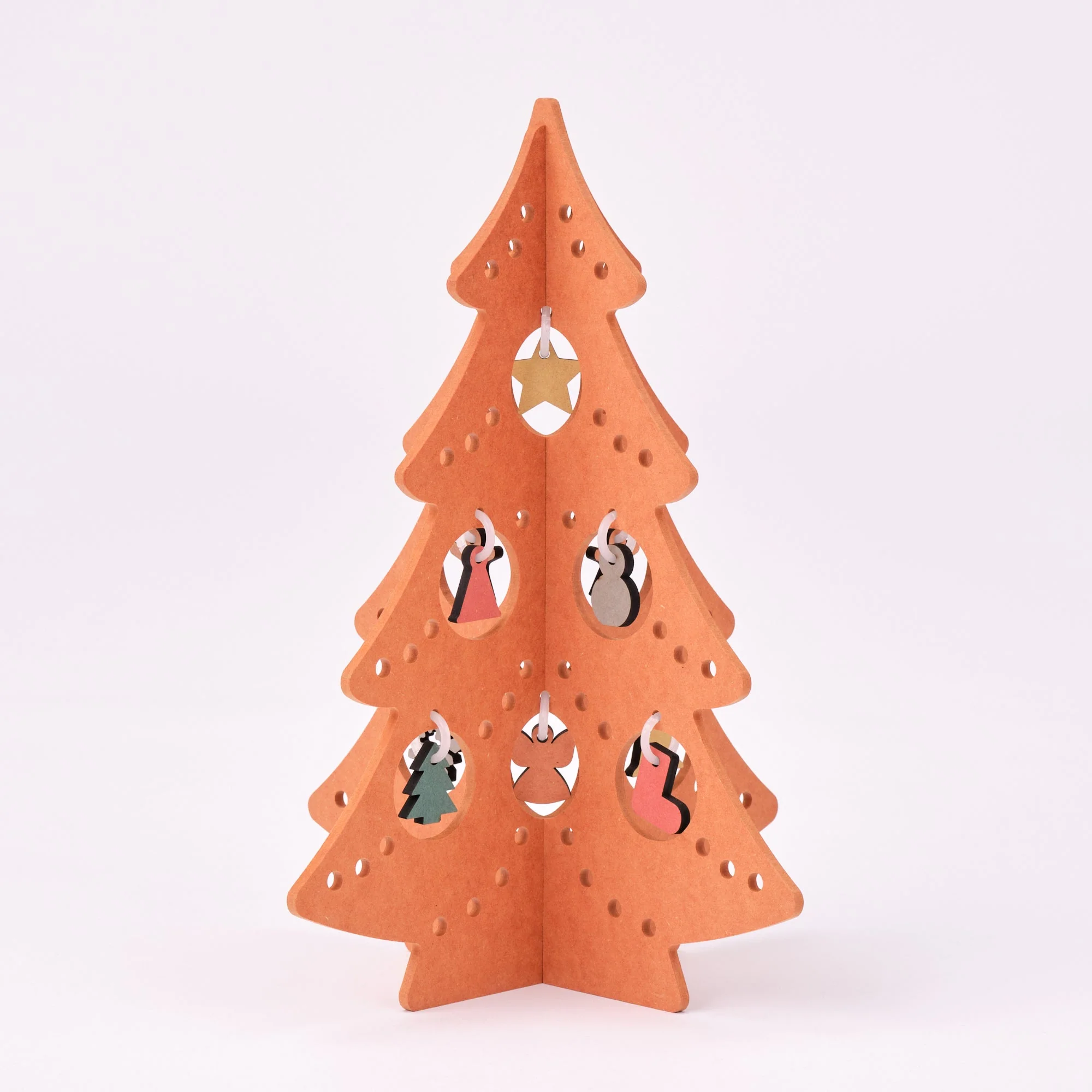 Color MDF Christmas Tree - Orange - Large - Image 2