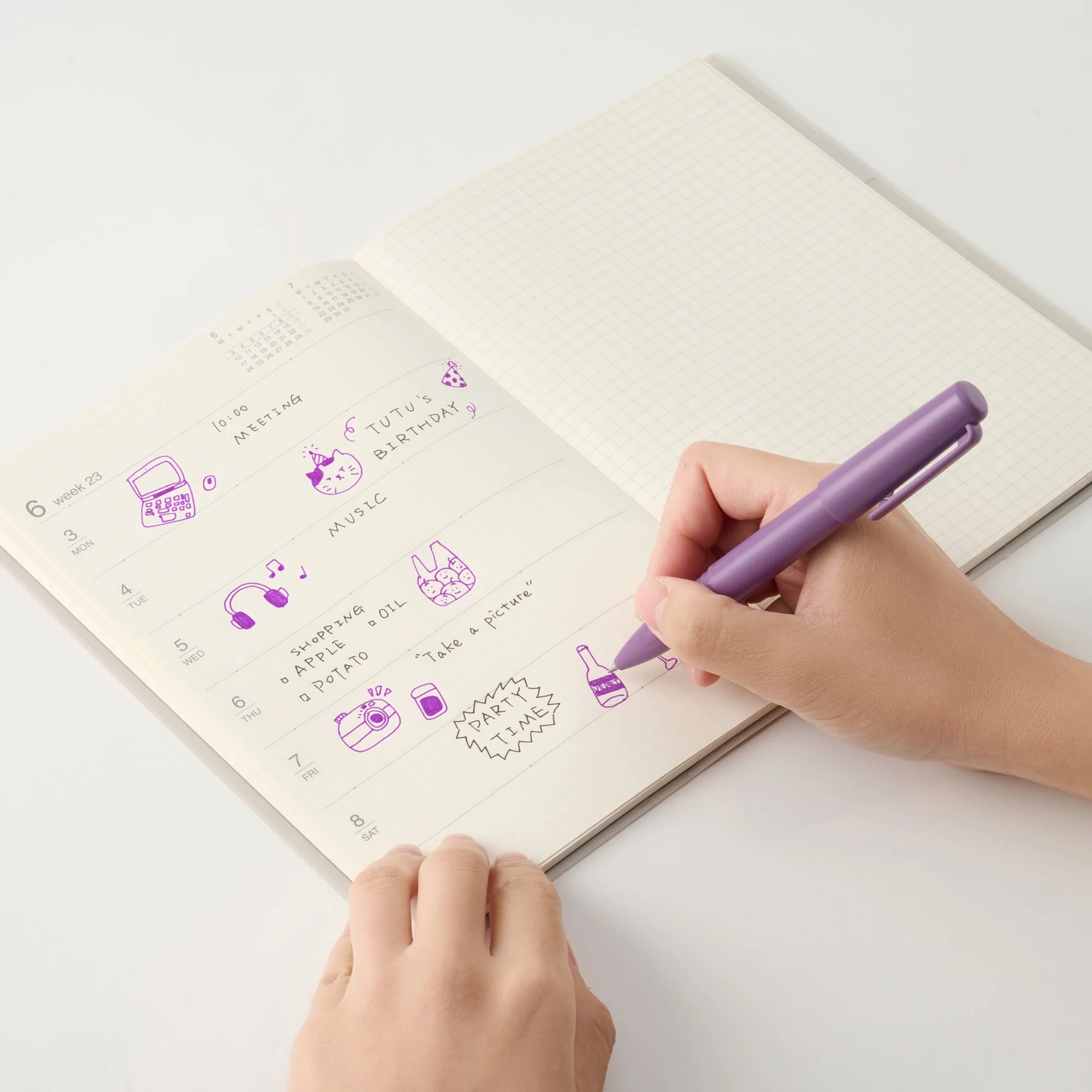 Compact Gel Ink Ballpoint Pen Cap Type 0.5 mm - Purple - Image 8