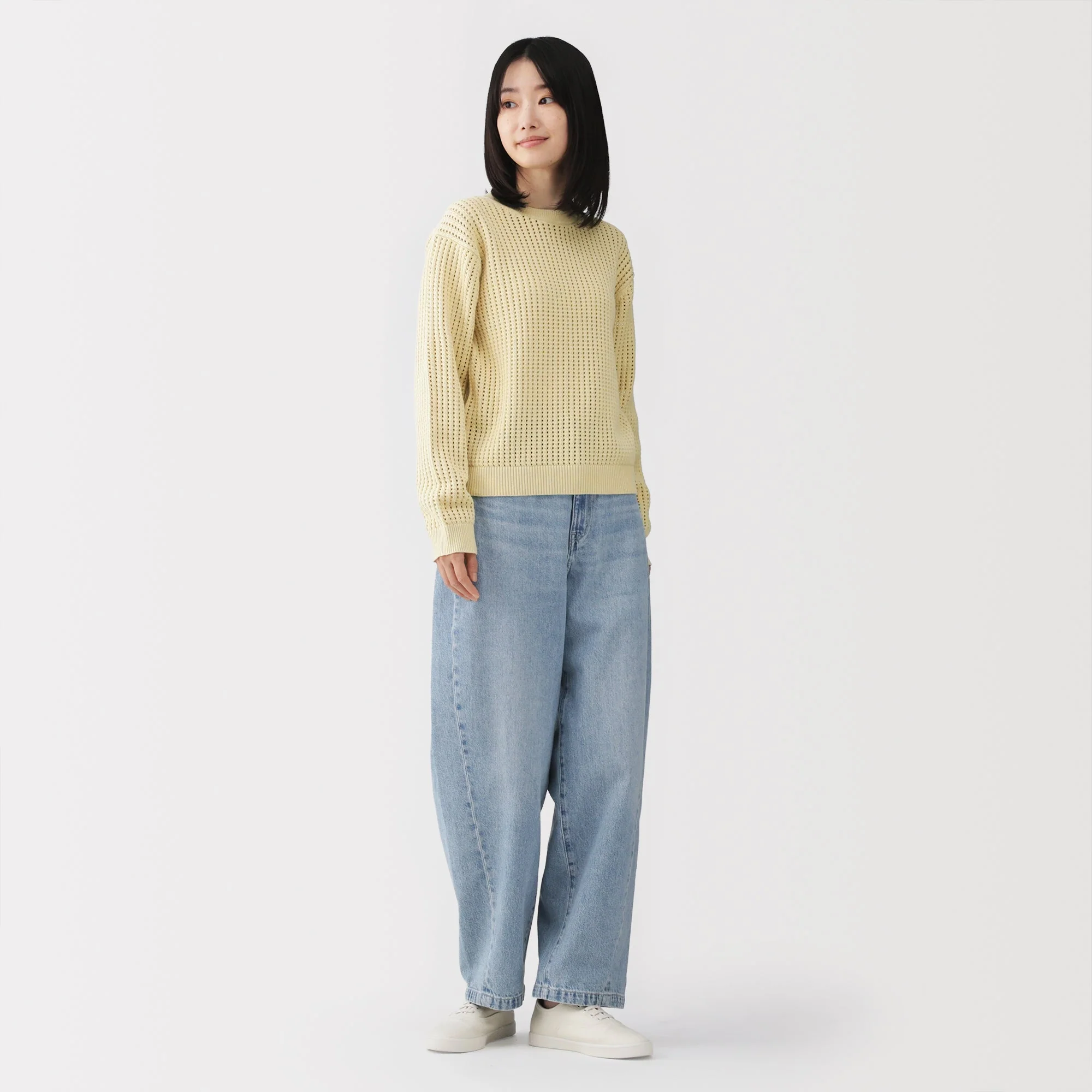 Cotton Blend Mesh Sweater - Image 4