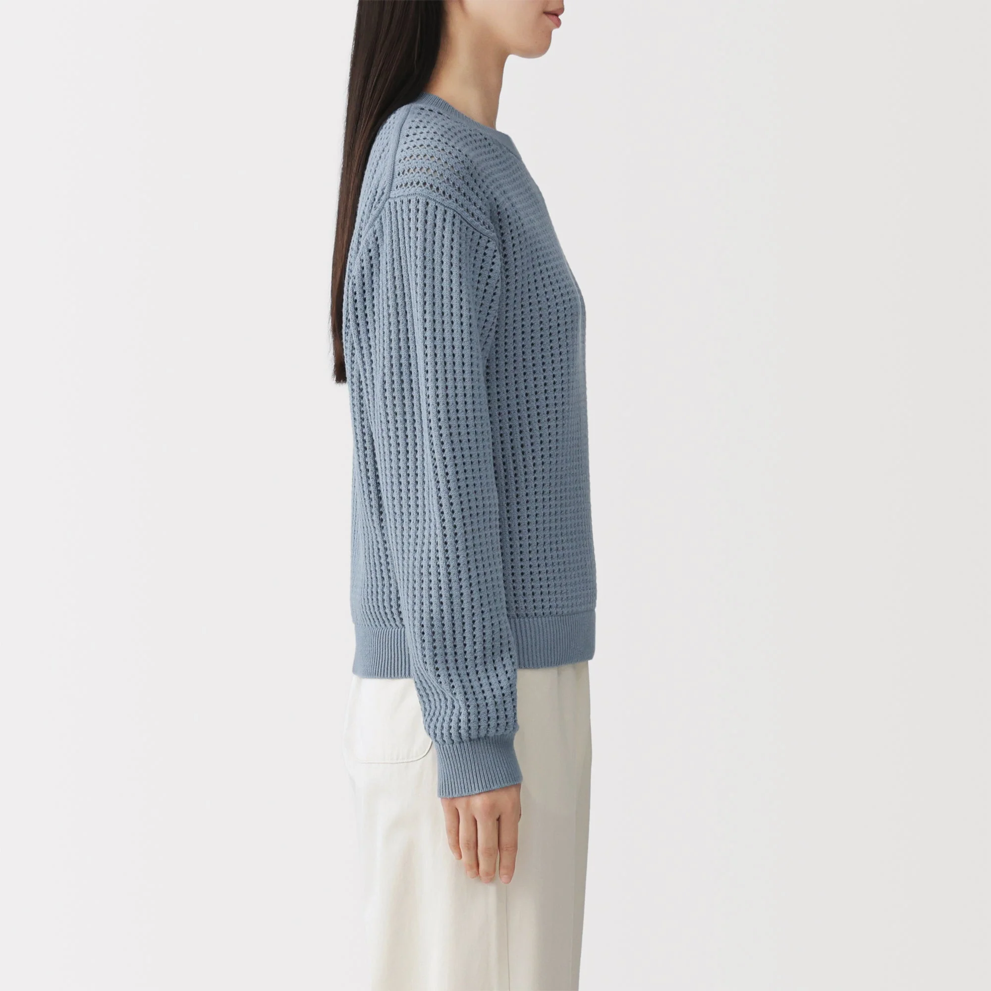 Cotton Blend Mesh Sweater - Image 5