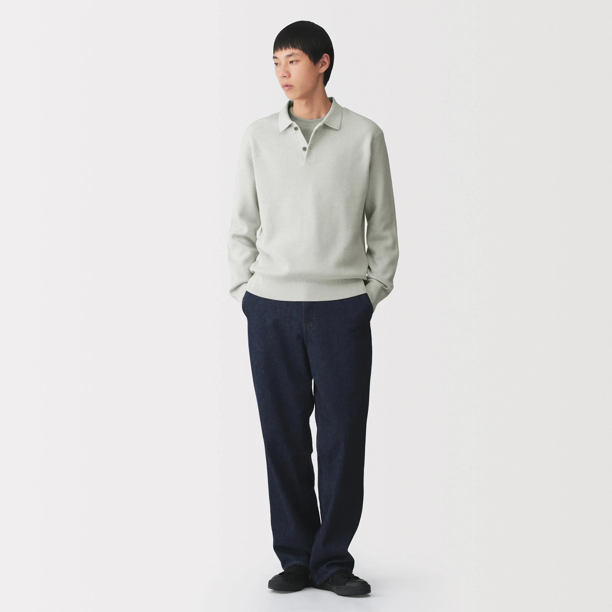 Cotton Blend Polo Sweater - Image 4