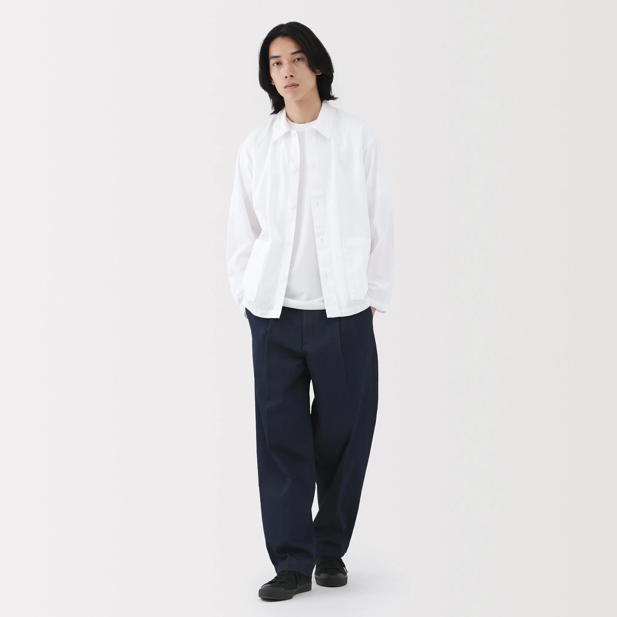 Cotton Denim Wide Pants