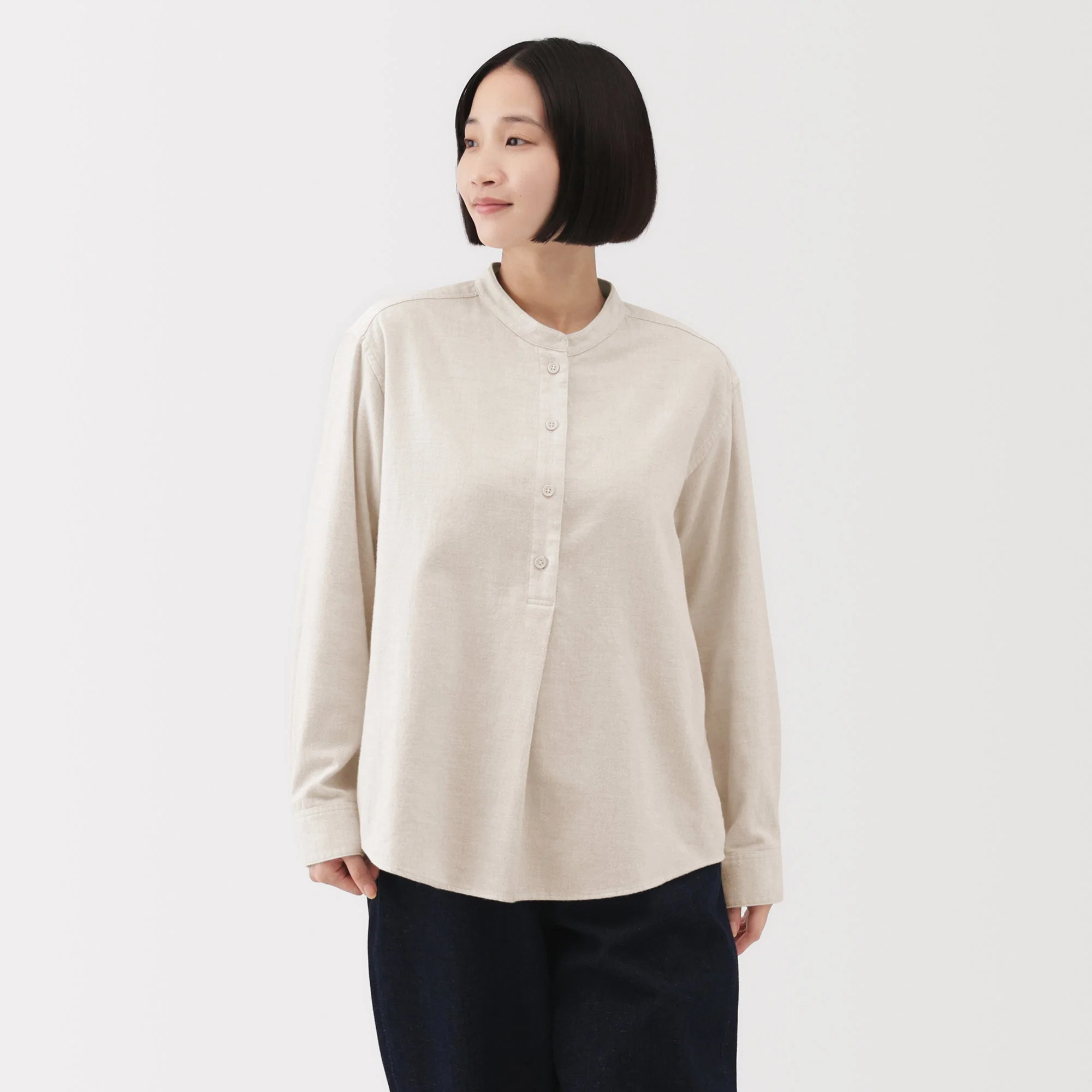 Flannel Stand Collar Blouse - Image 11