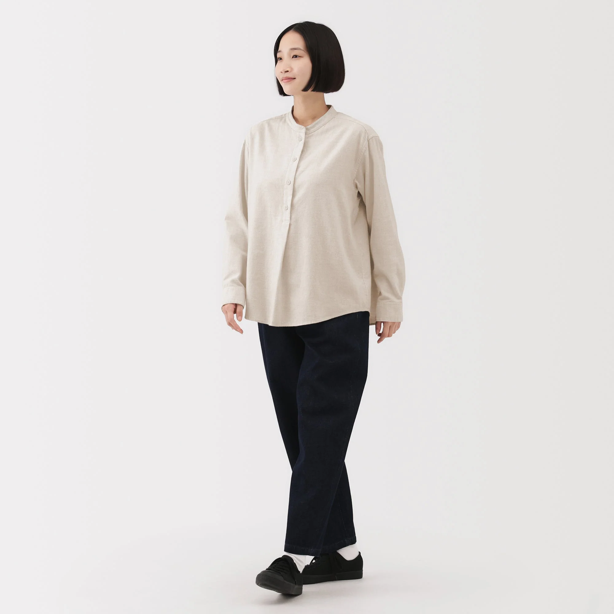 Flannel Stand Collar Blouse - Image 12