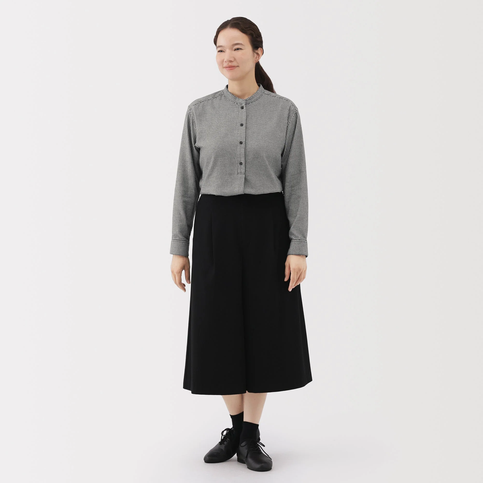 Flannel Stand Collar Blouse - Image 28