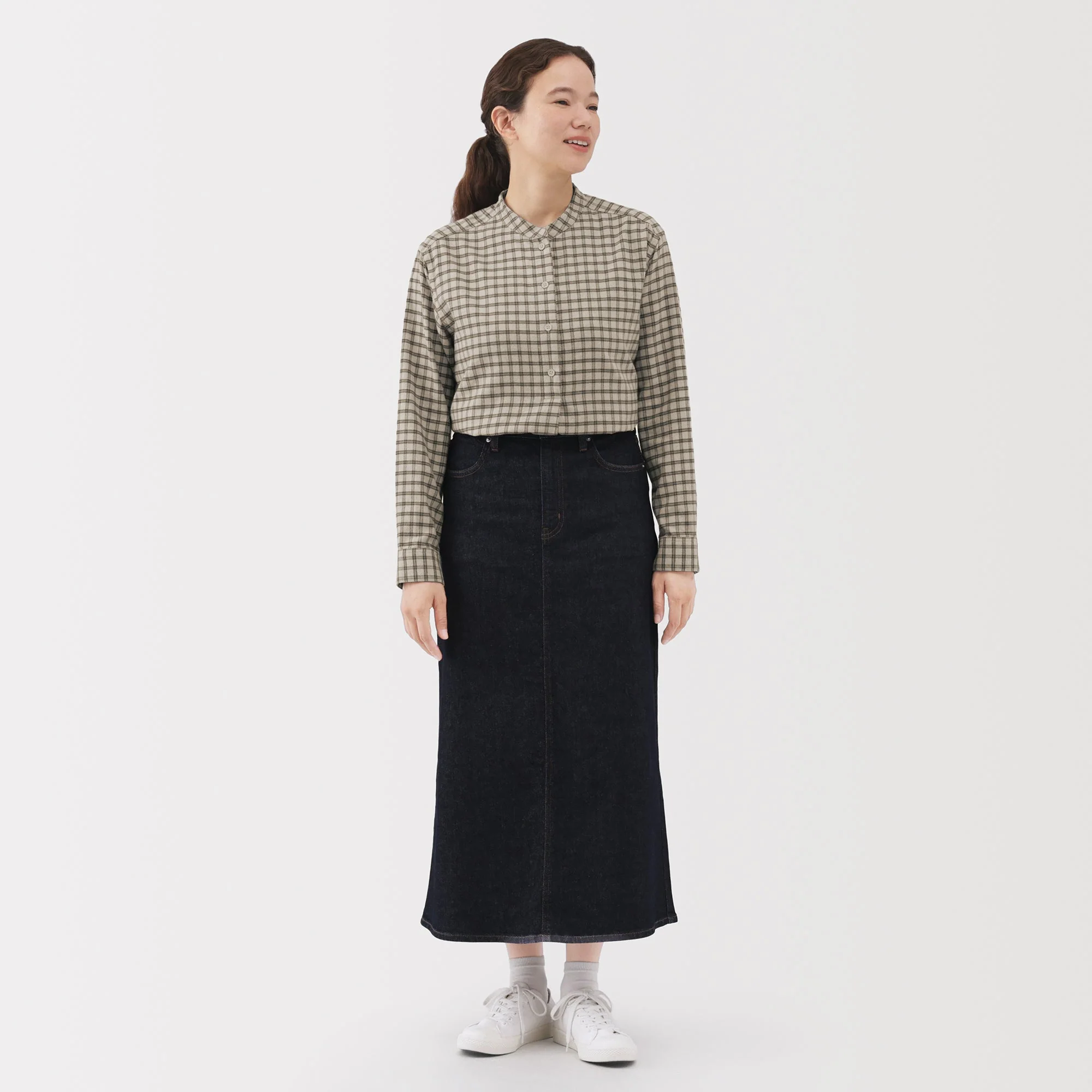 Flannel Stand Collar Blouse - Image 36