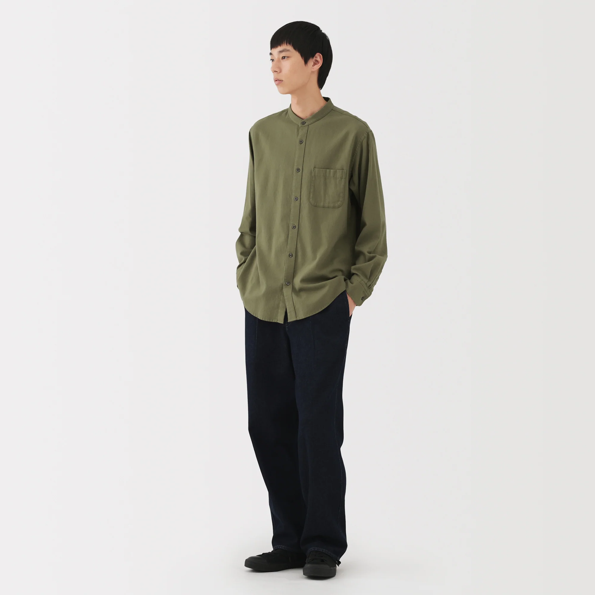 Flannel Stand Collar Shirt - Image 13