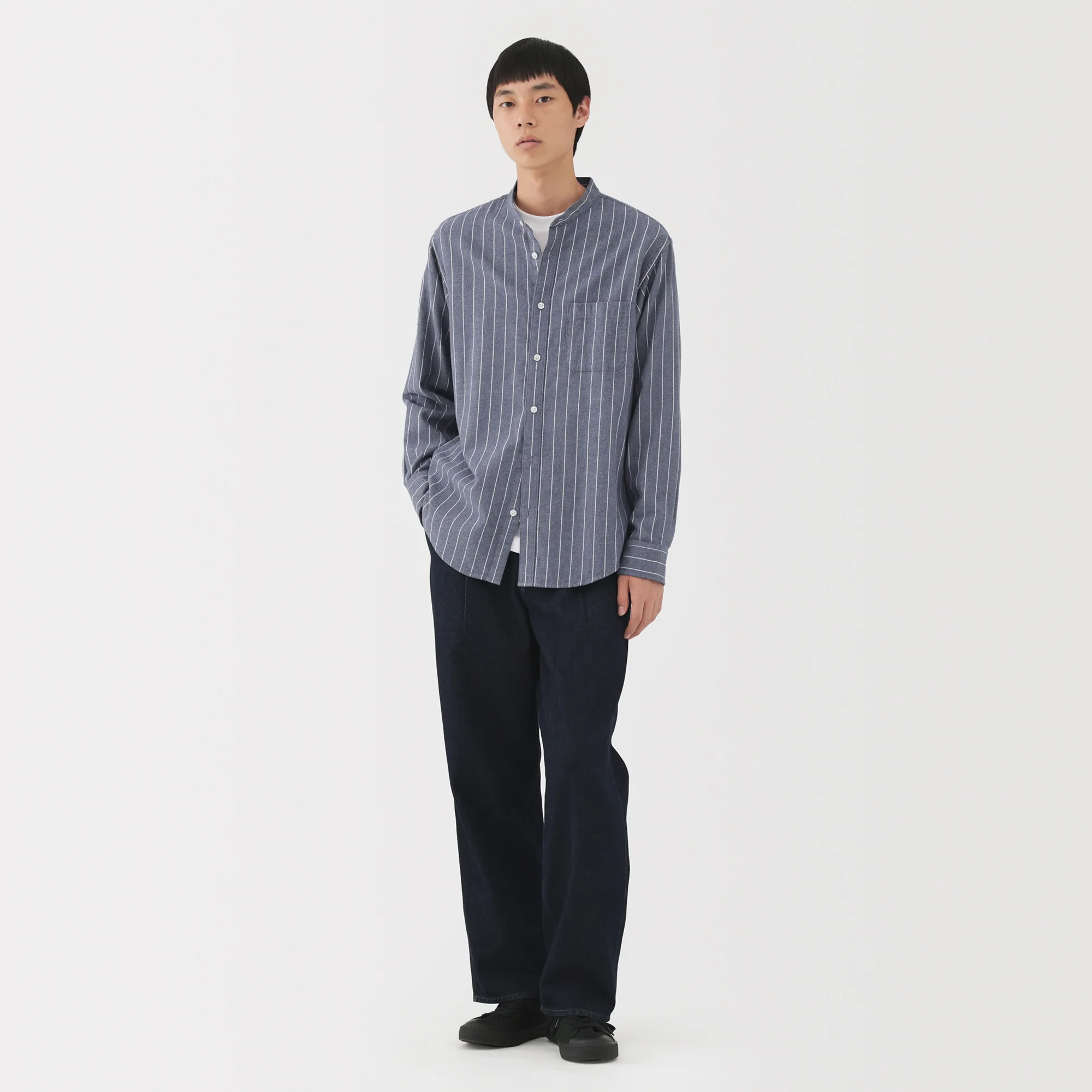 Flannel Stand Collar Shirt - Image 49