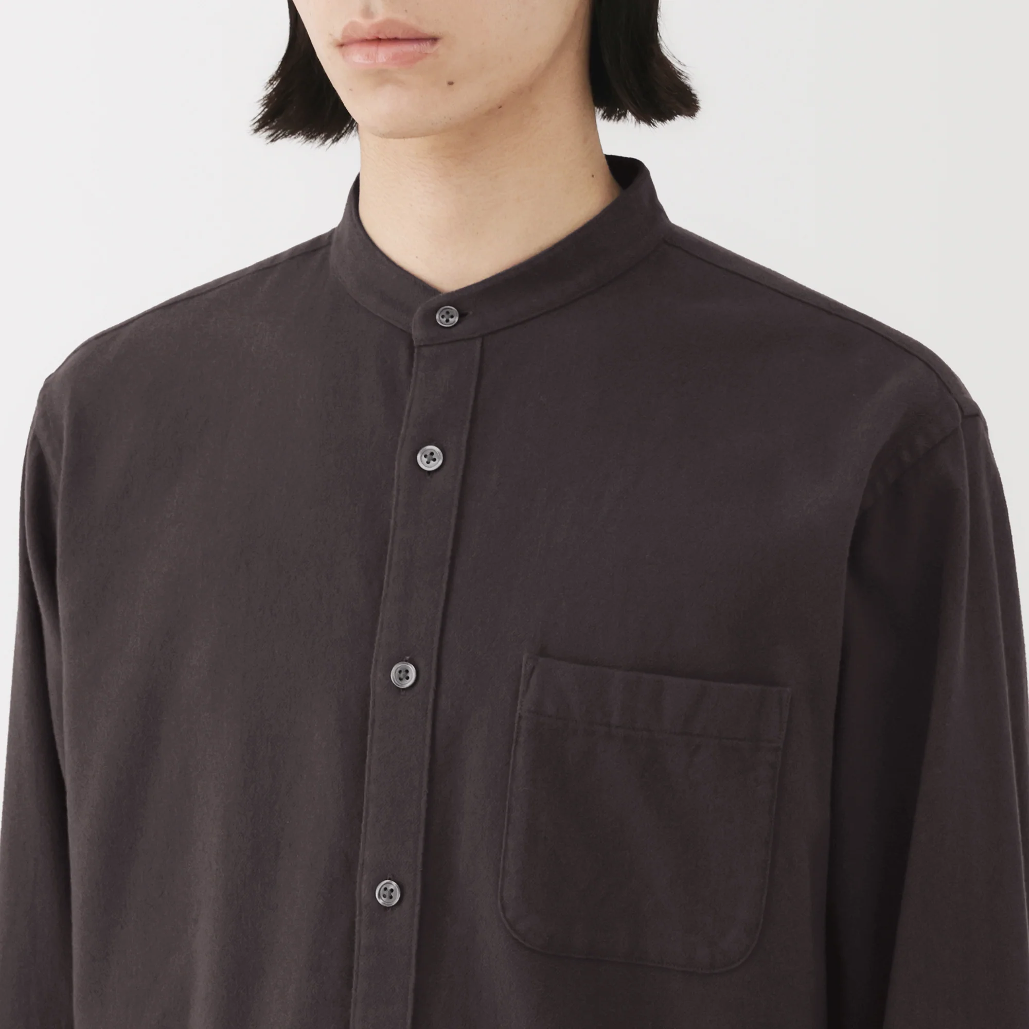 Flannel Stand Collar Shirt - Image 7