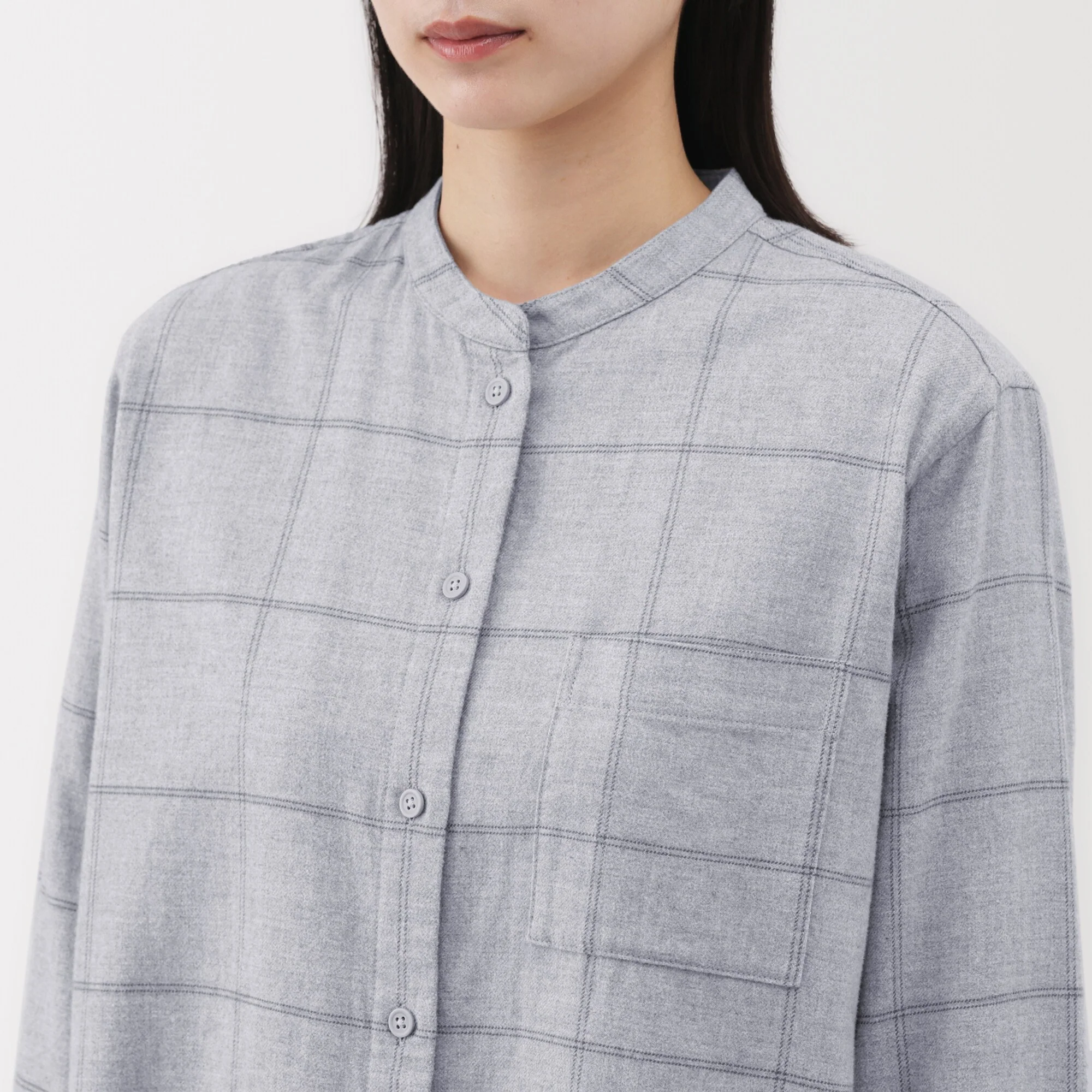 Flannel Stand Collar Shirt - Image 63