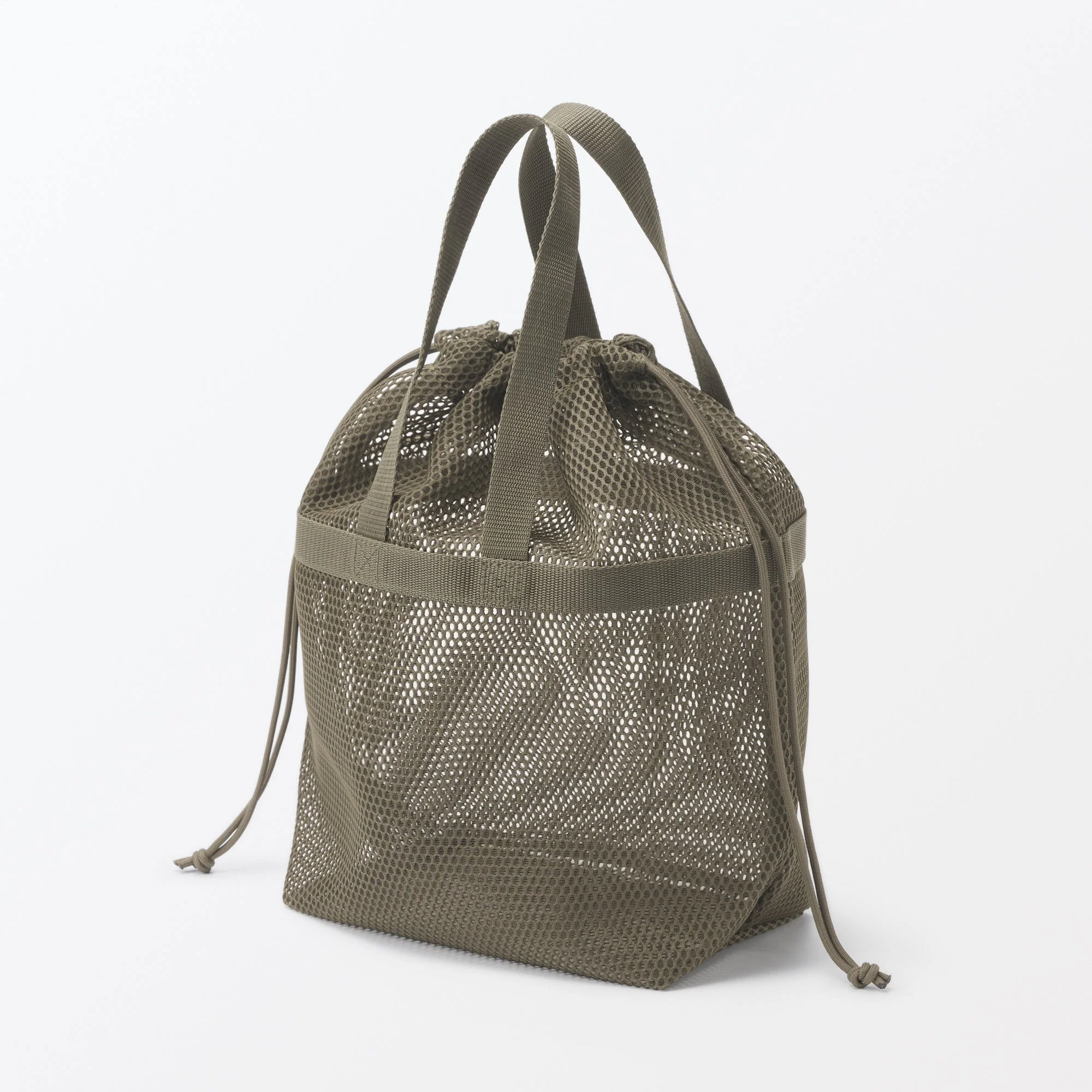 Gusset Mesh Drawstring Bag with Handle - Medium - Image 8