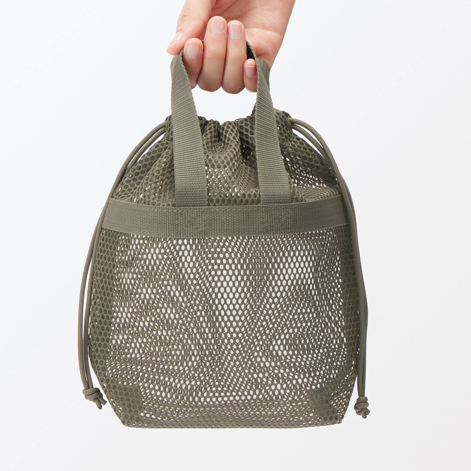 Gusset Mesh Drawstring Bag with Handle - Small - Image 5