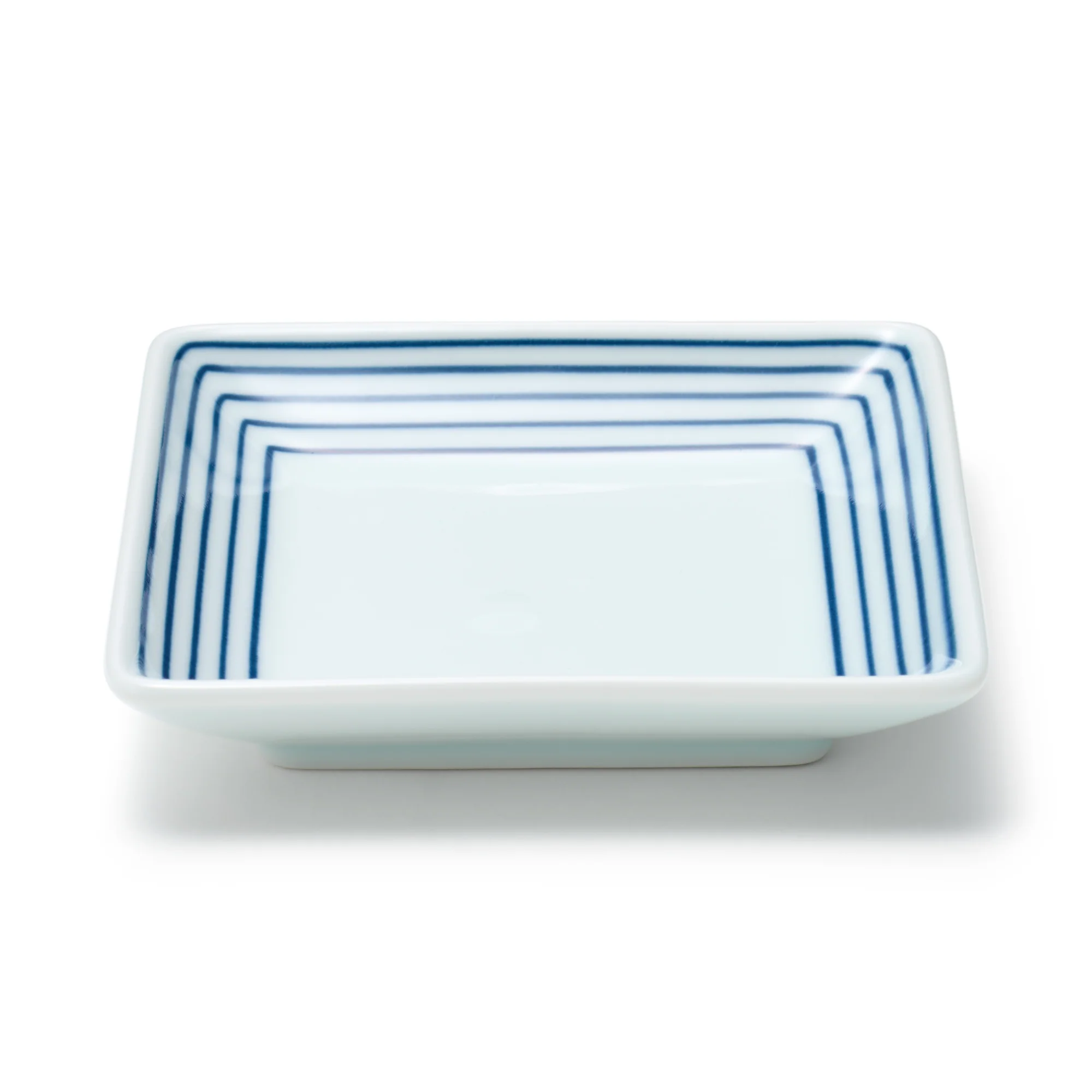 Hasami Ware Square Plate - Horizontal Stripes