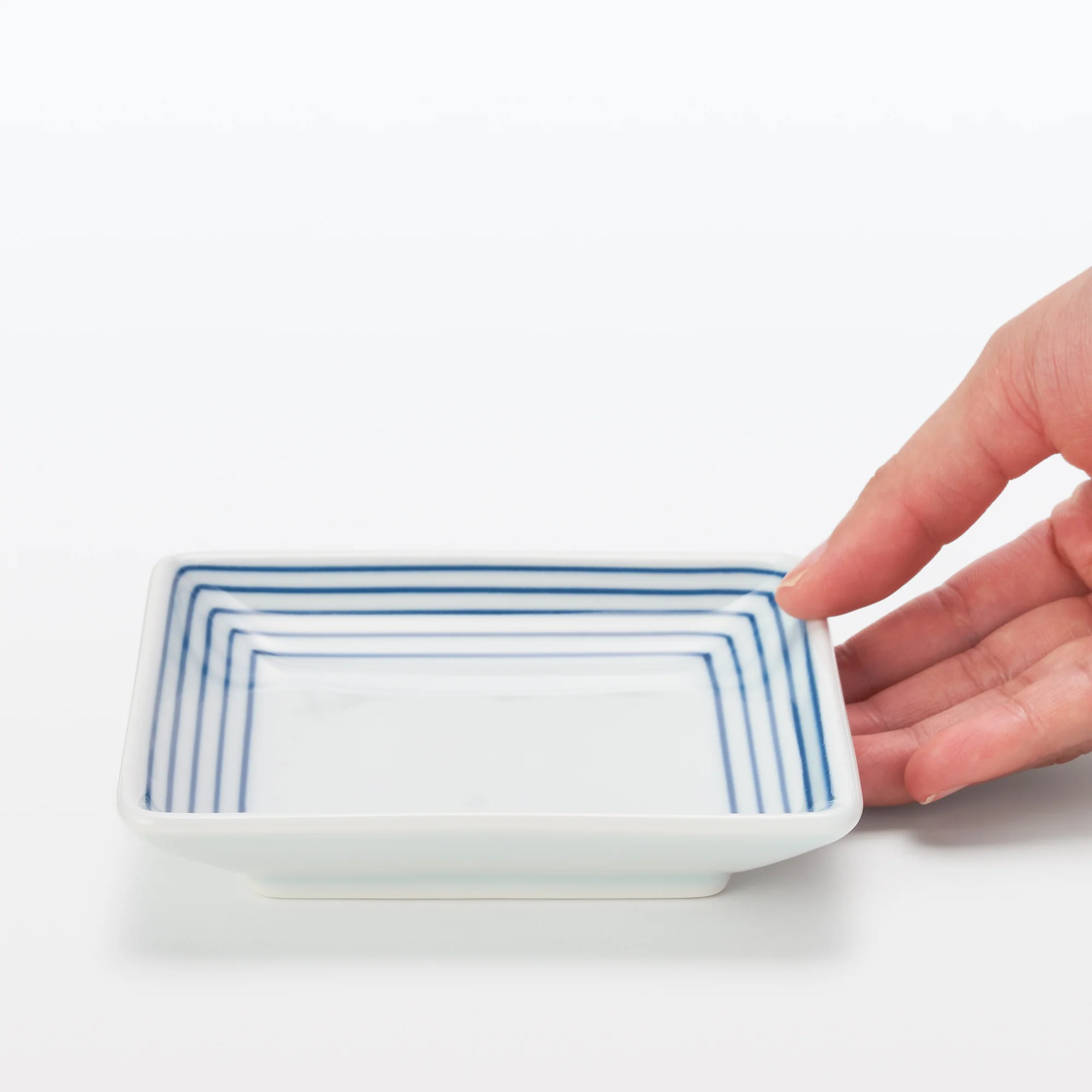 Hasami Ware Square Plate - Horizontal Stripes - Image 2