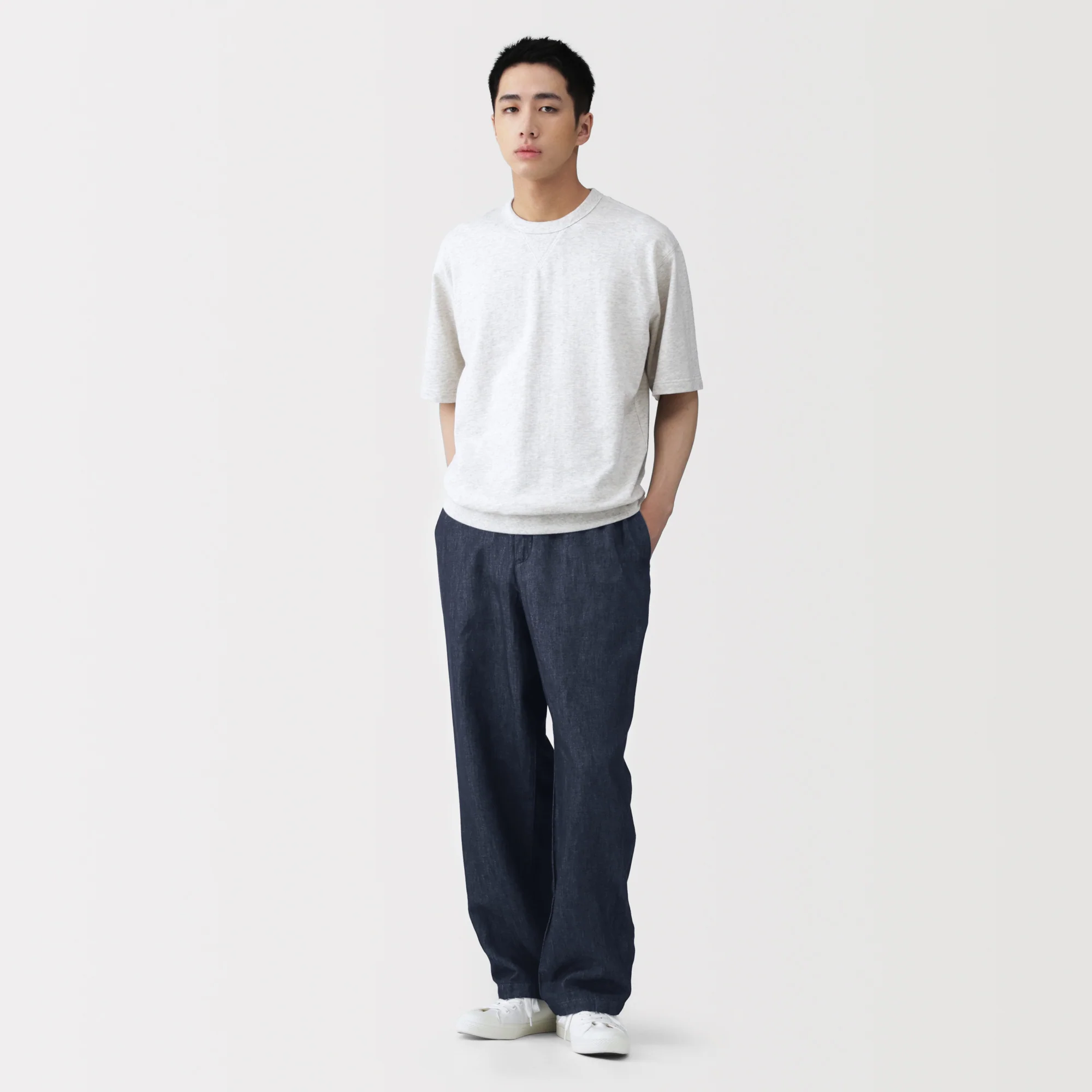 Hemp Blend Denim Straight Pants