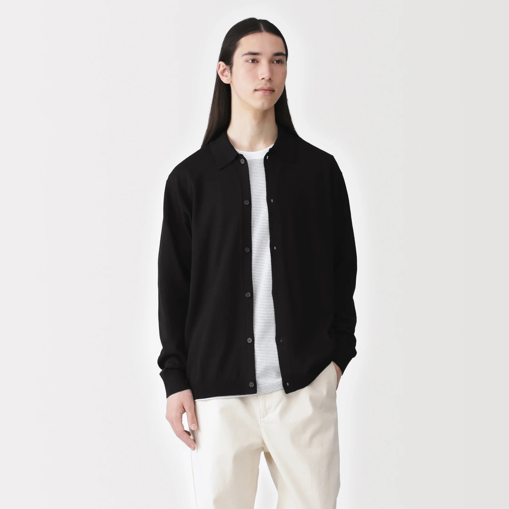 Hemp Blend Knit Shirt Cardigan - Image 10
