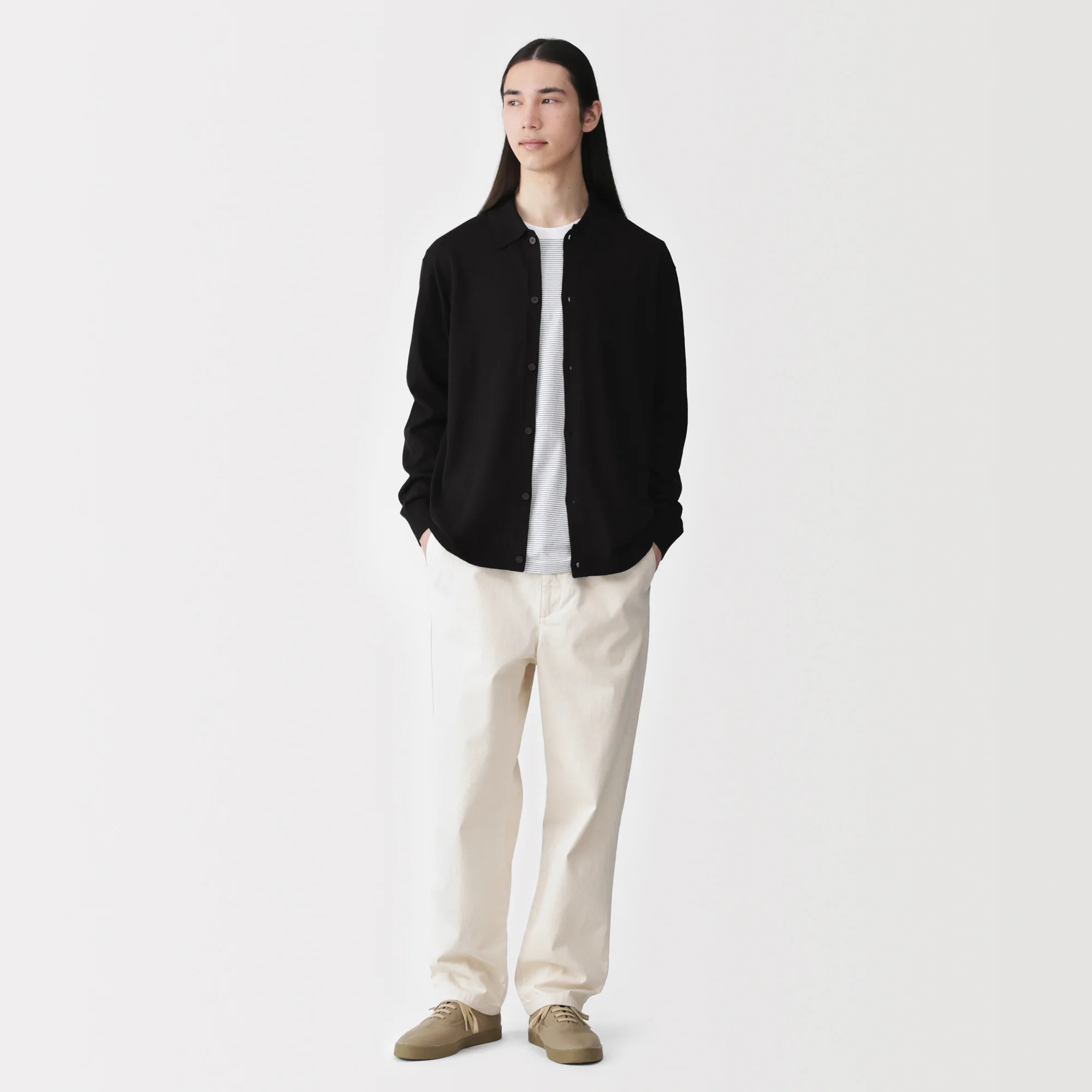 Hemp Blend Knit Shirt Cardigan - Image 11