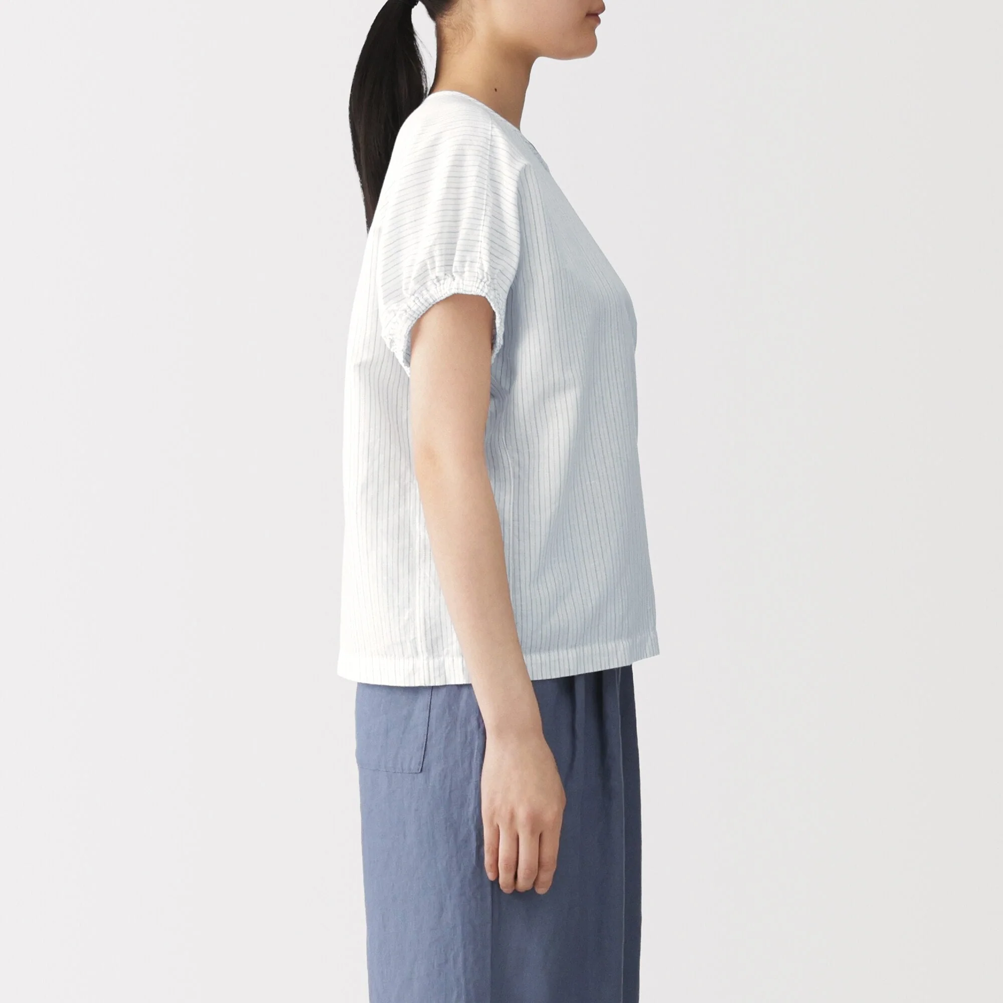 Hemp Cotton Gather Sleeve Blouse - Image 14