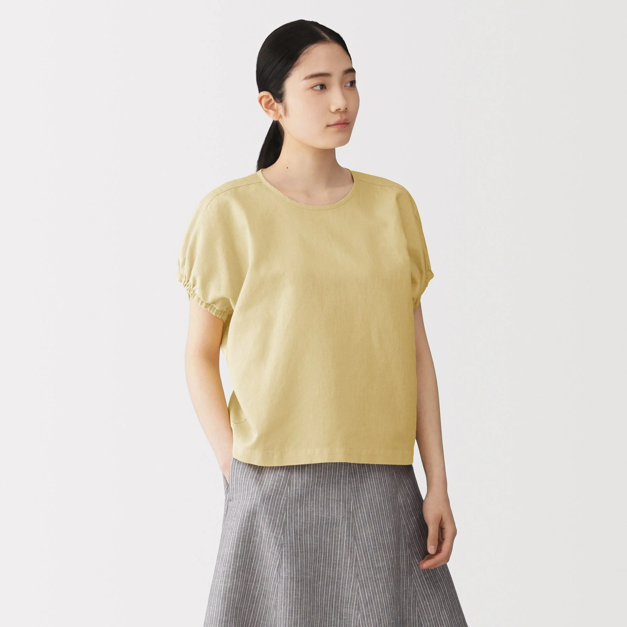 Hemp Cotton Gather Sleeve Blouse - Image 3