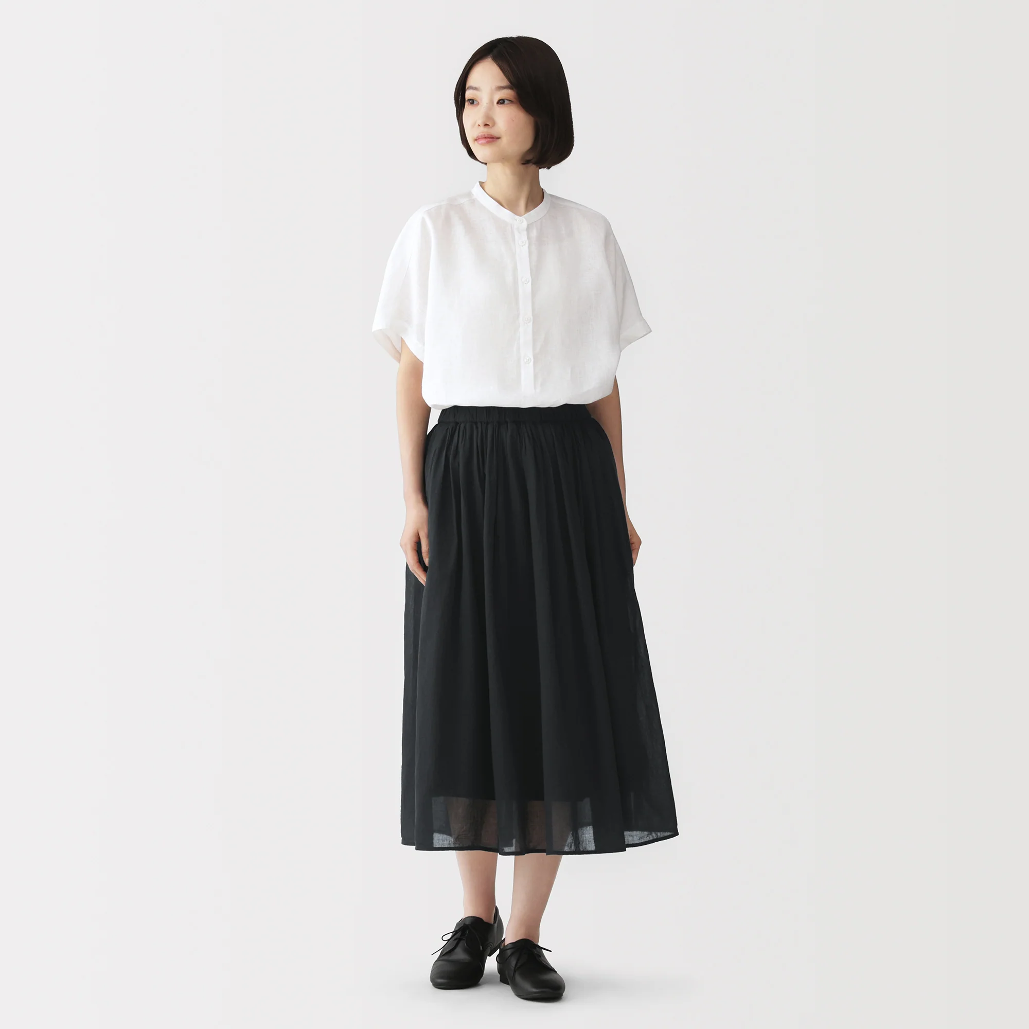 High-Twist Cotton Gathered Skirt