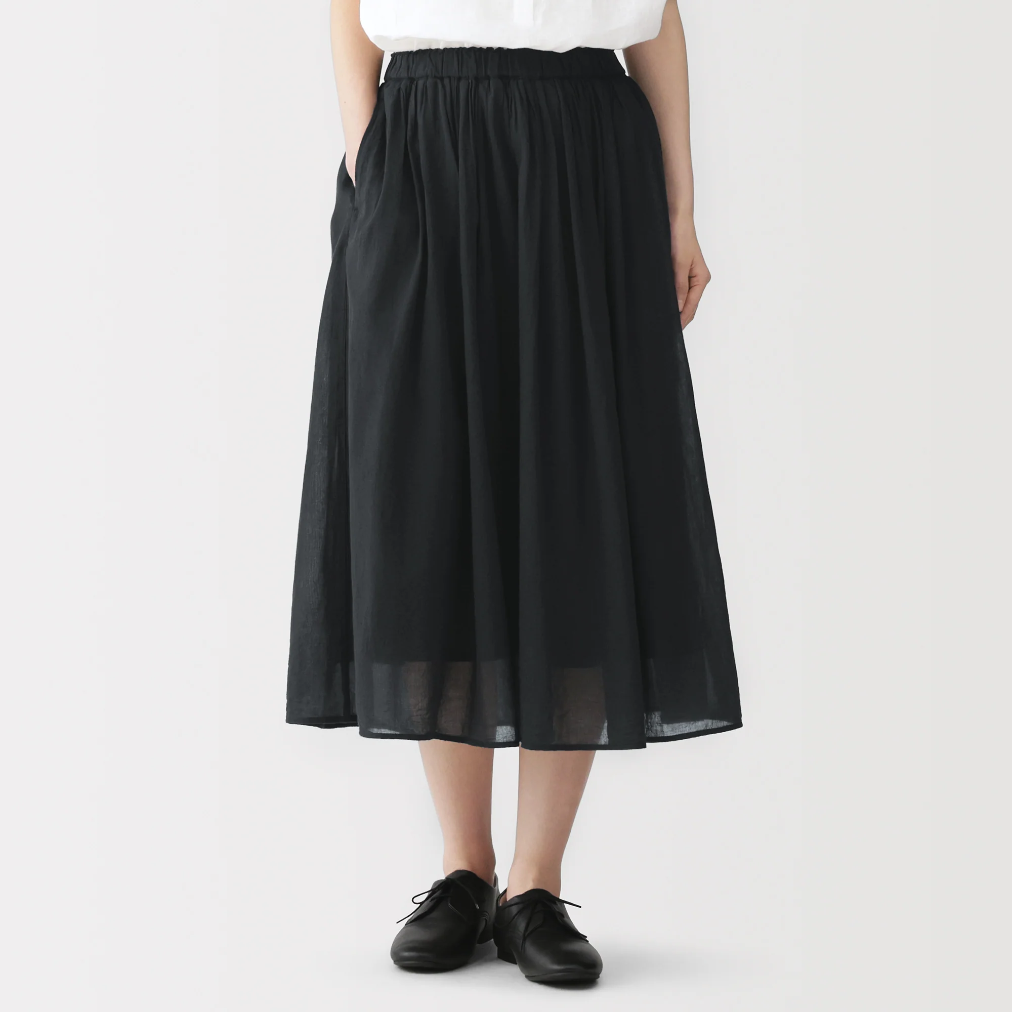 High-Twist Cotton Gathered Skirt - Image 3