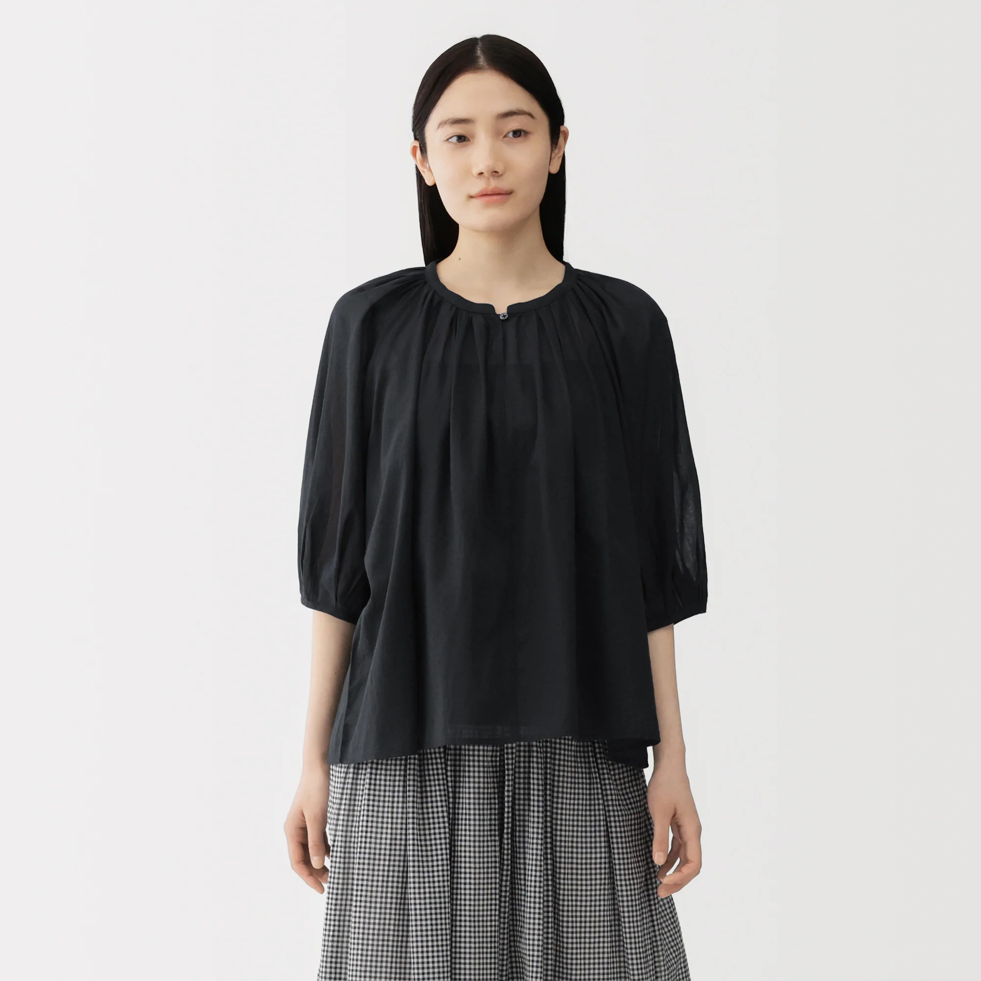 High-Twist Cotton Sheer Blouse - Image 19
