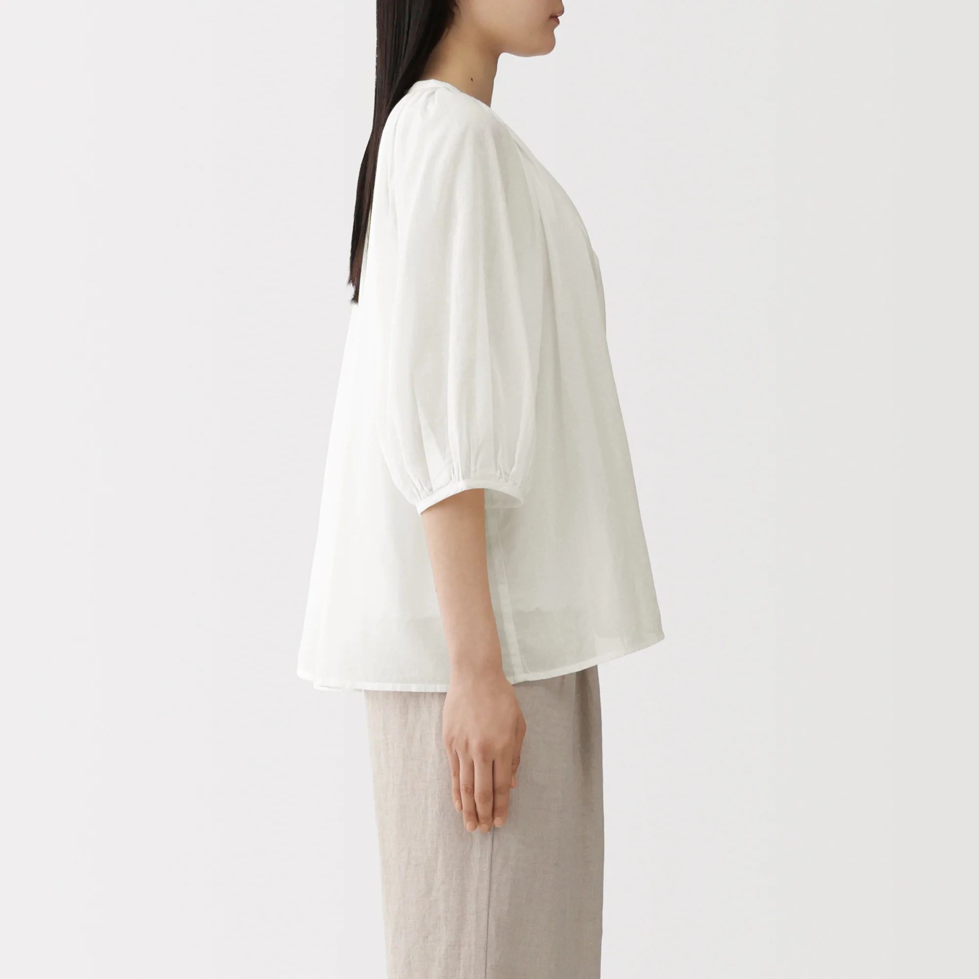 High-Twist Cotton Sheer Blouse - Image 5