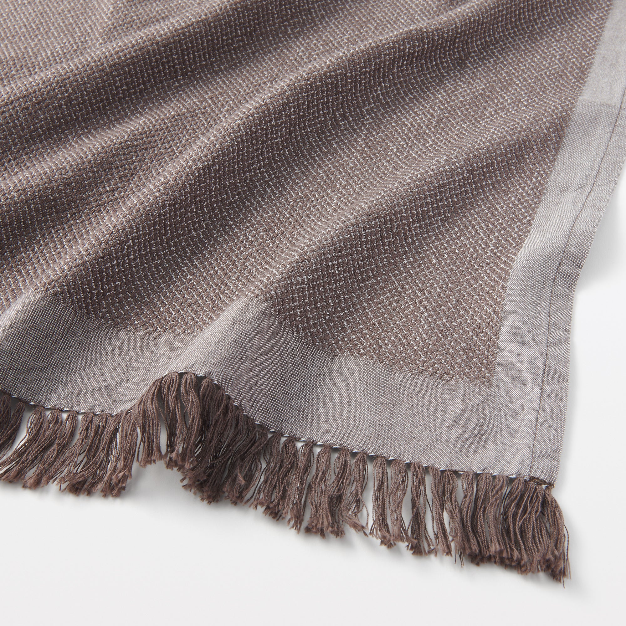 Indian Cotton Multipurpose Cloth with Fringes - Brown - Image 4