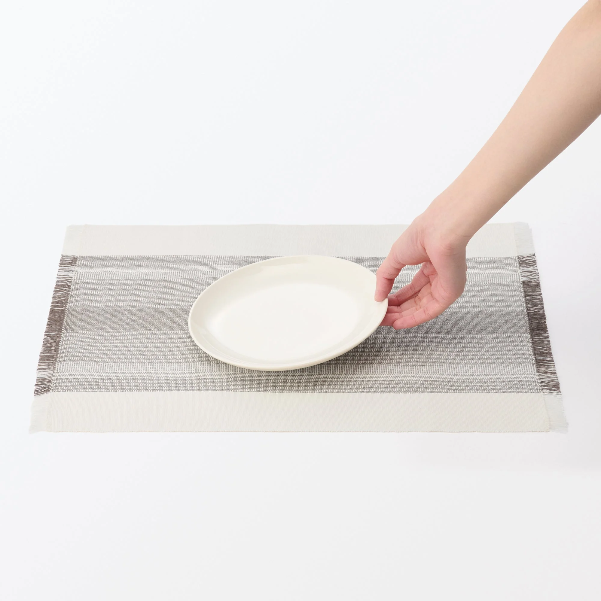 Indian Cotton Rib Placemat - Off White - Image 2
