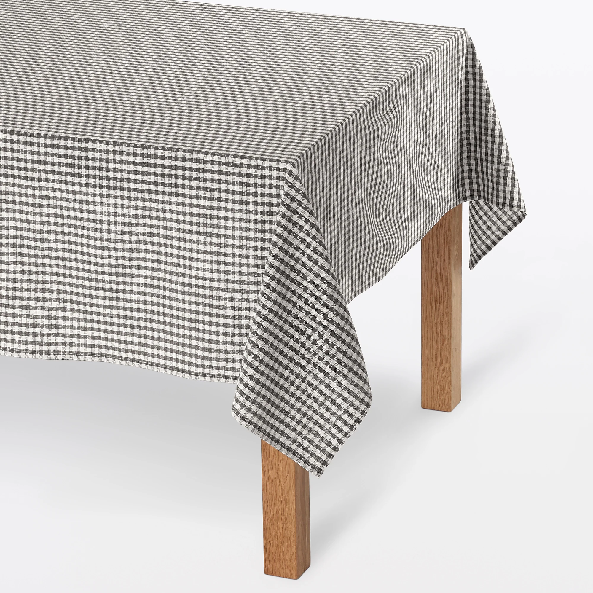 Indian Cotton Tablecloth - Off-white x Charcoal Gray