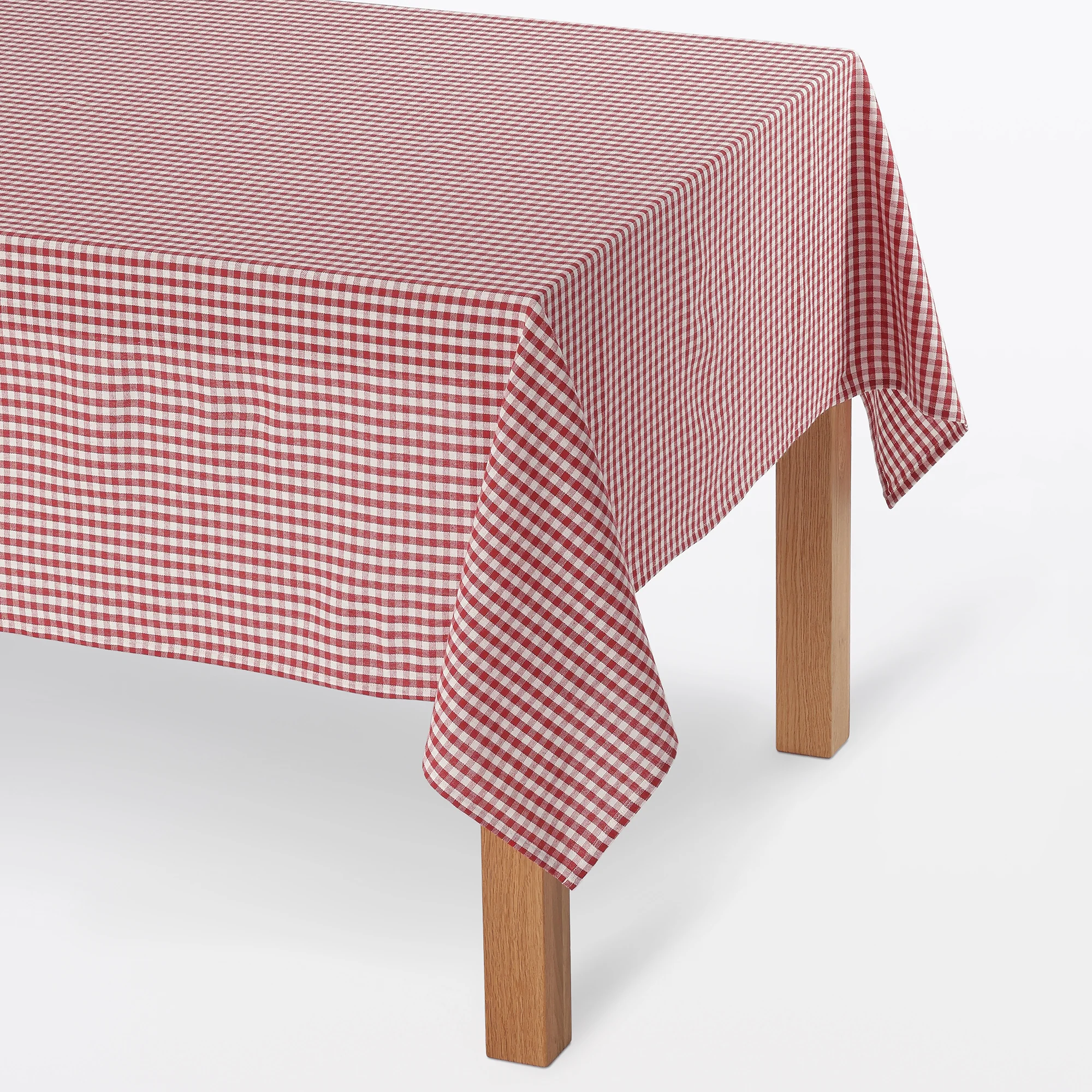 Indian Cotton Tablecloth - Off-white x Red