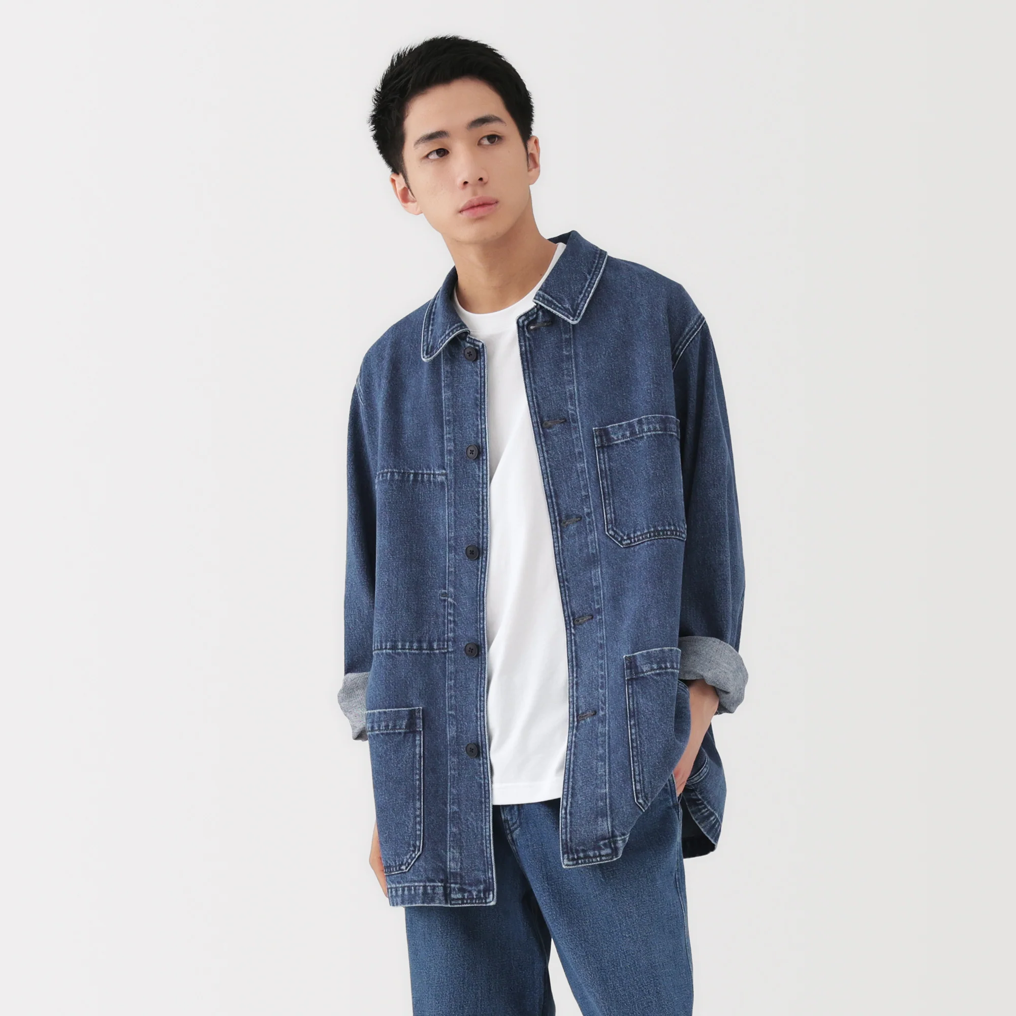 Kapok Blend Denim Coverall Jacket - Image 3