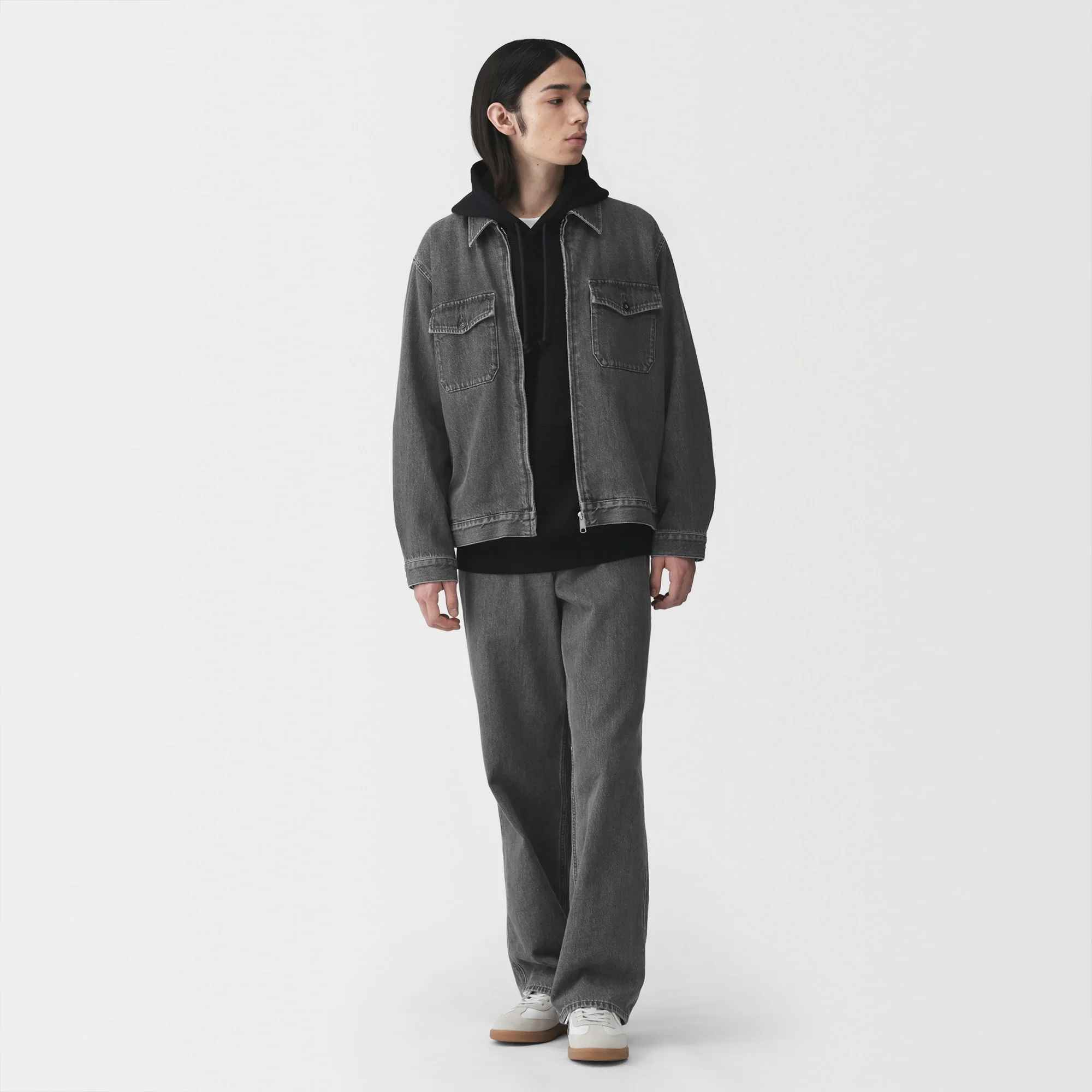 Kapok Blend Denim Wide Pants