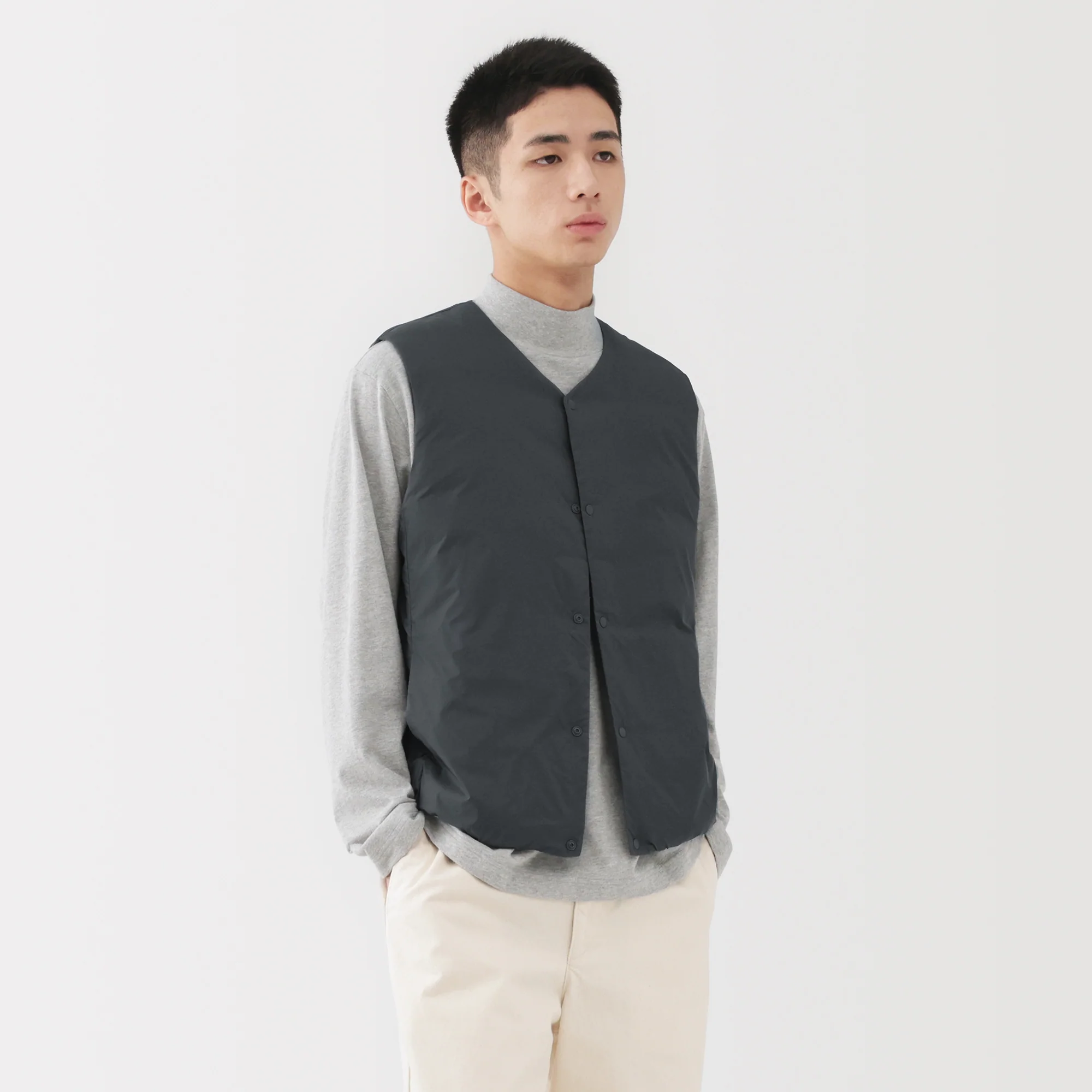 Lightweight Down Collarless Vest - Image 25