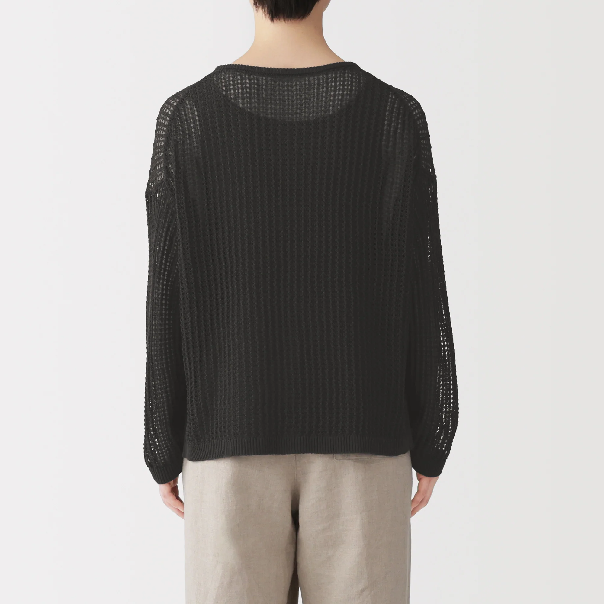 Linen Blend Mesh Wide Sweater - Image 24