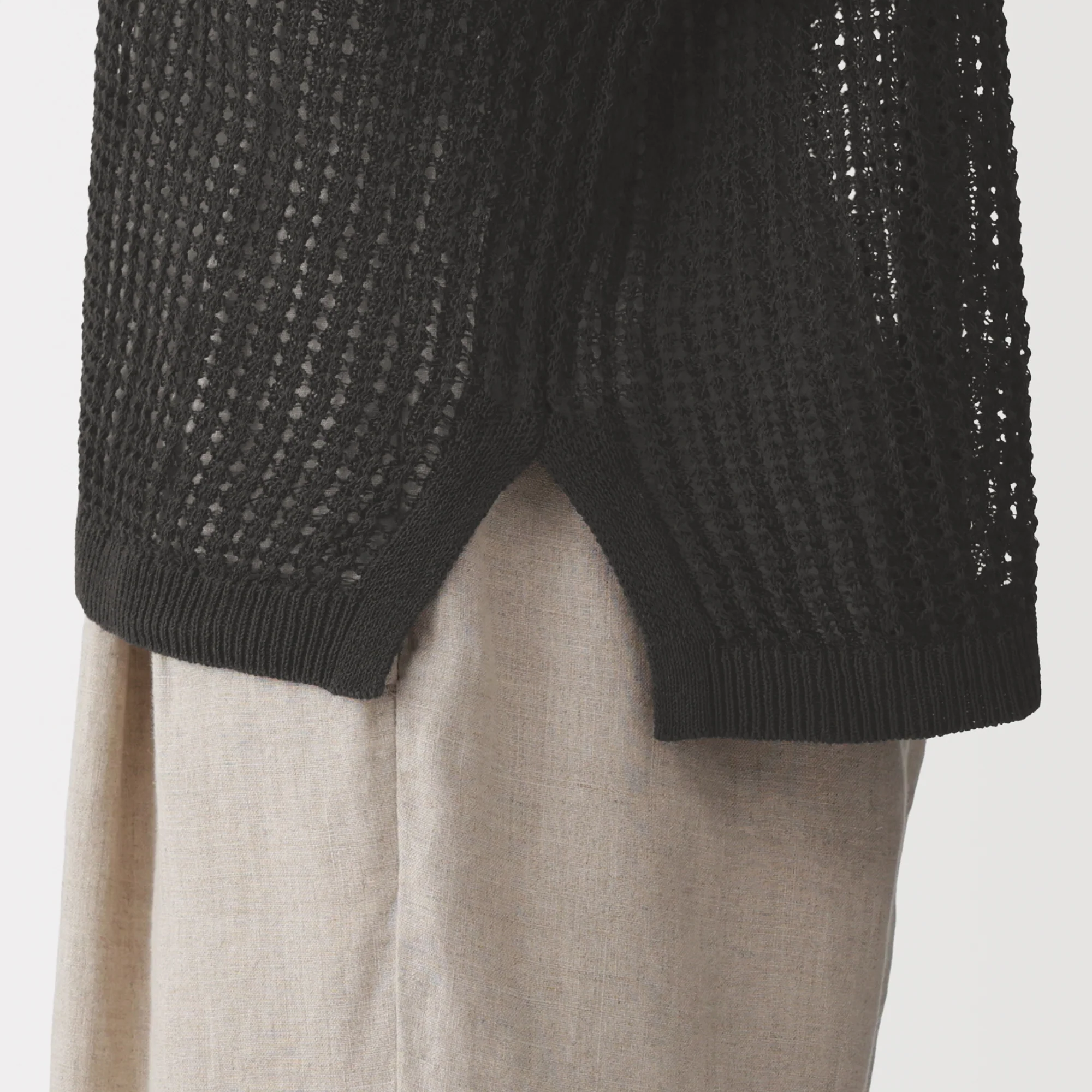 Linen Blend Mesh Wide Sweater - Image 26