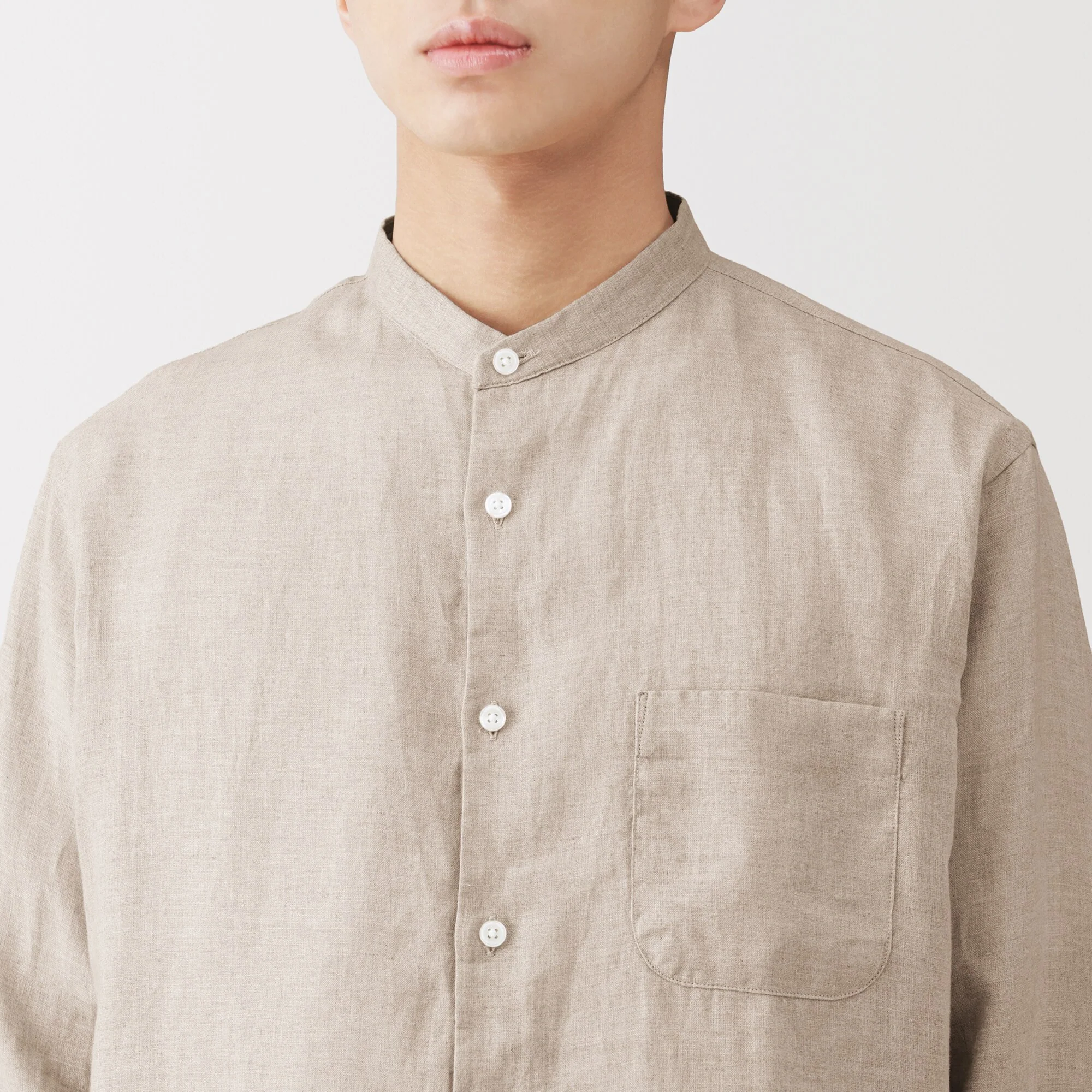 Linen Stand Collar Shirt - Image 16