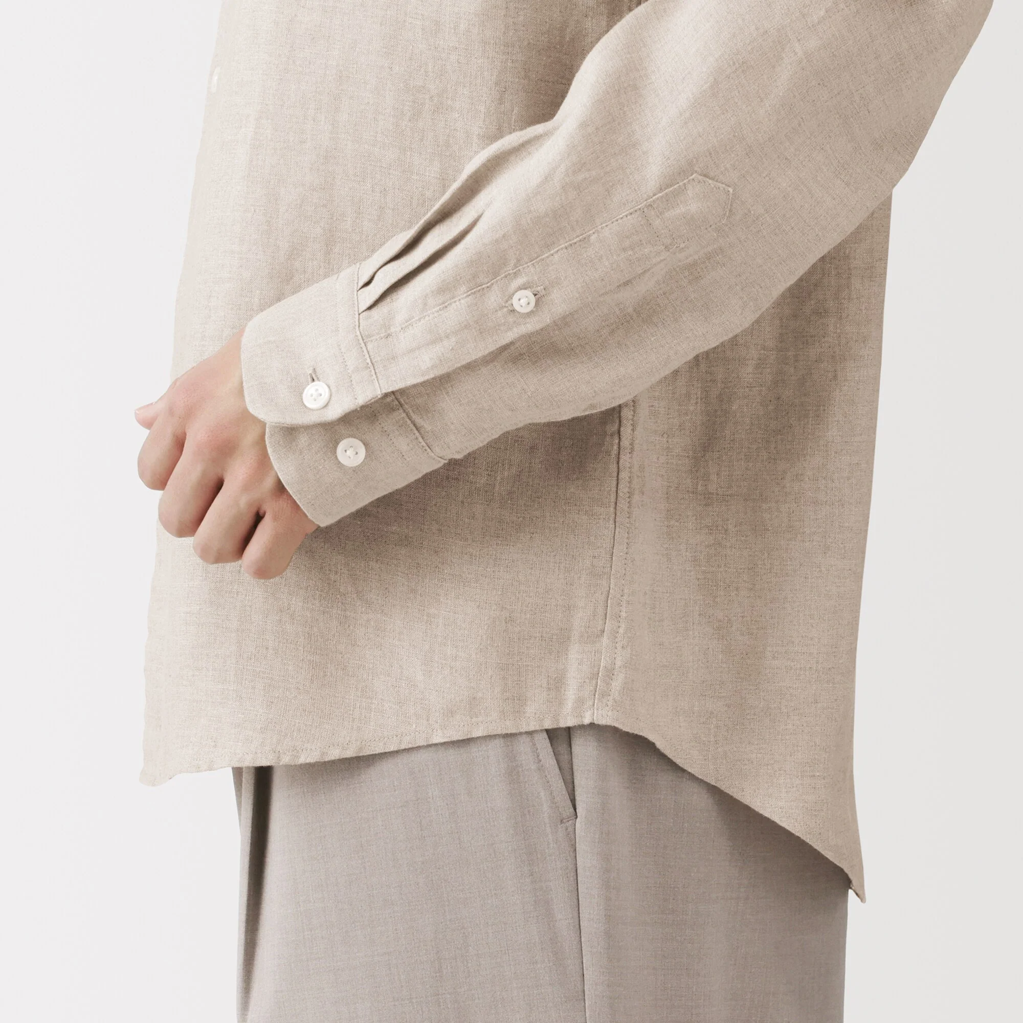 Linen Stand Collar Shirt - Image 35