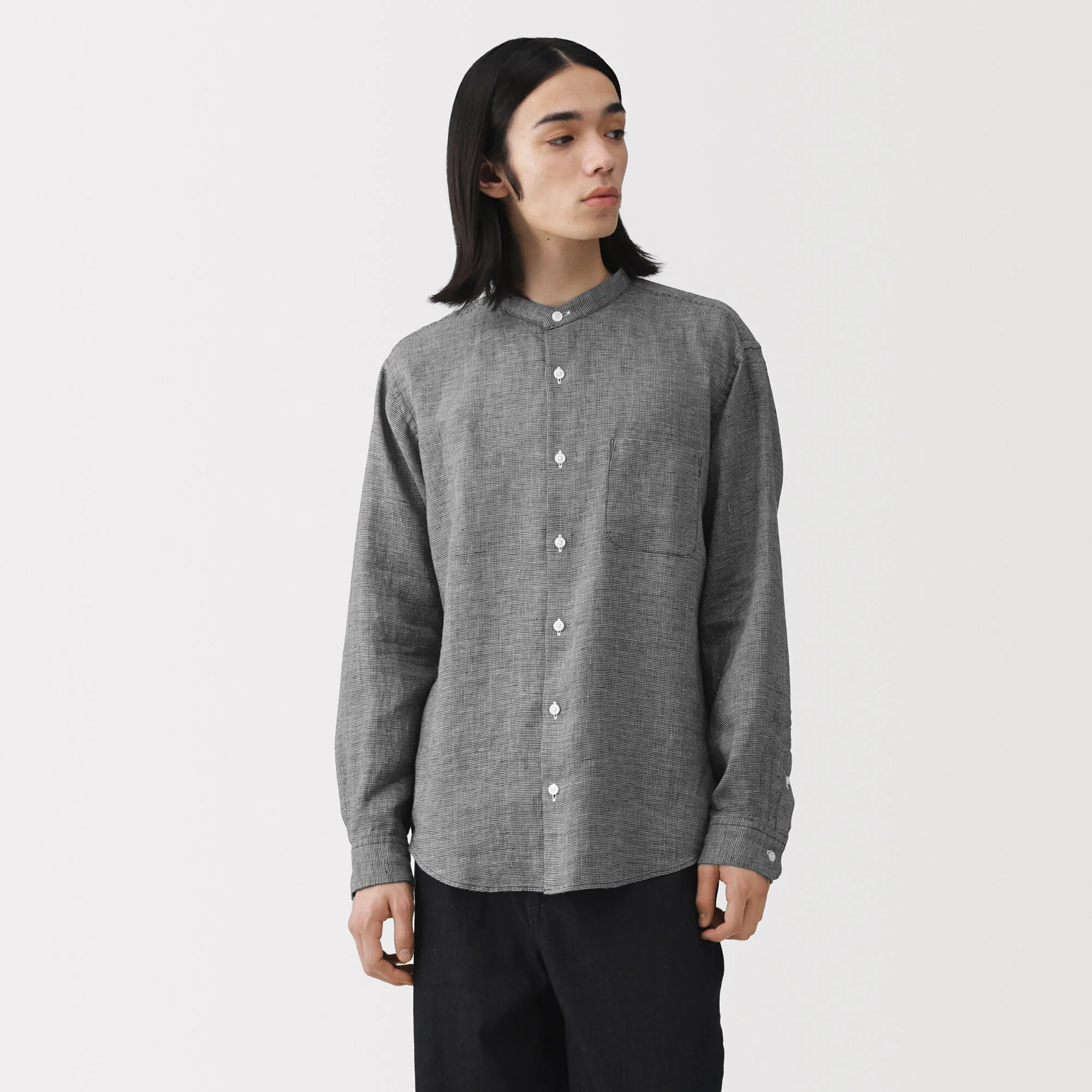 Linen Stand Collar Shirt - Image 39