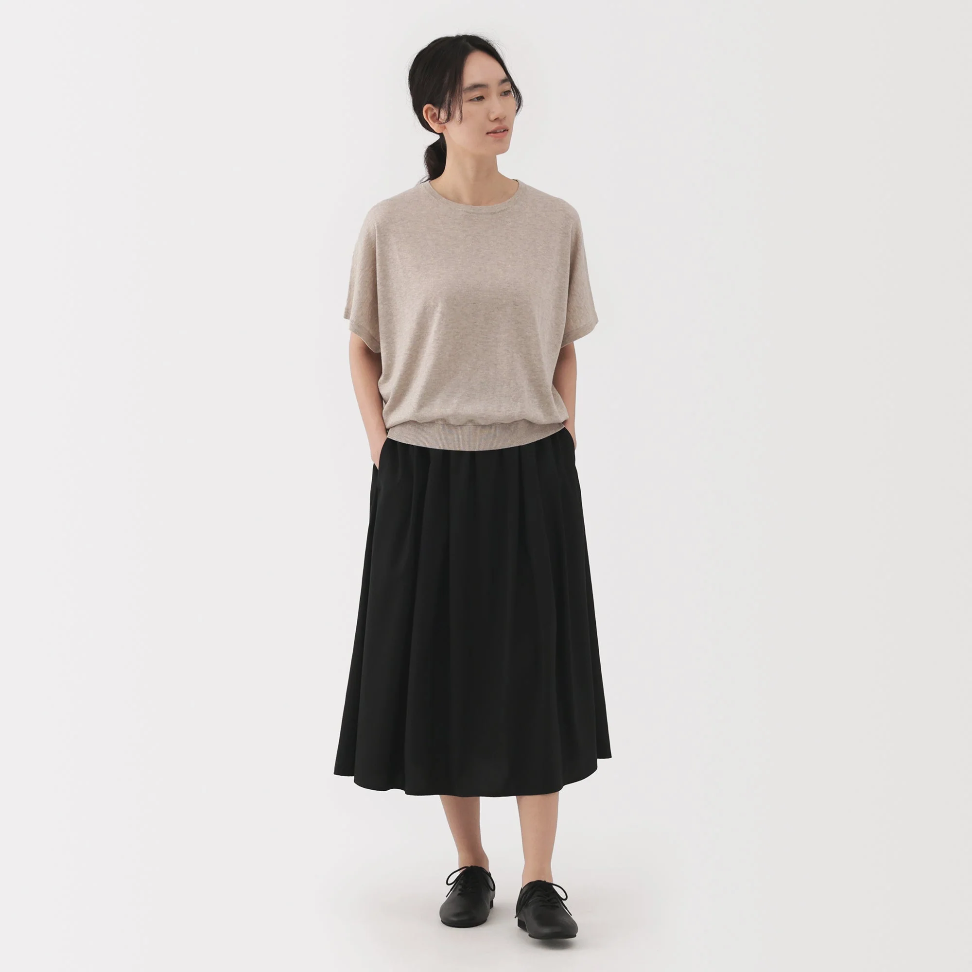 Lyocell Blend Flared Skirt