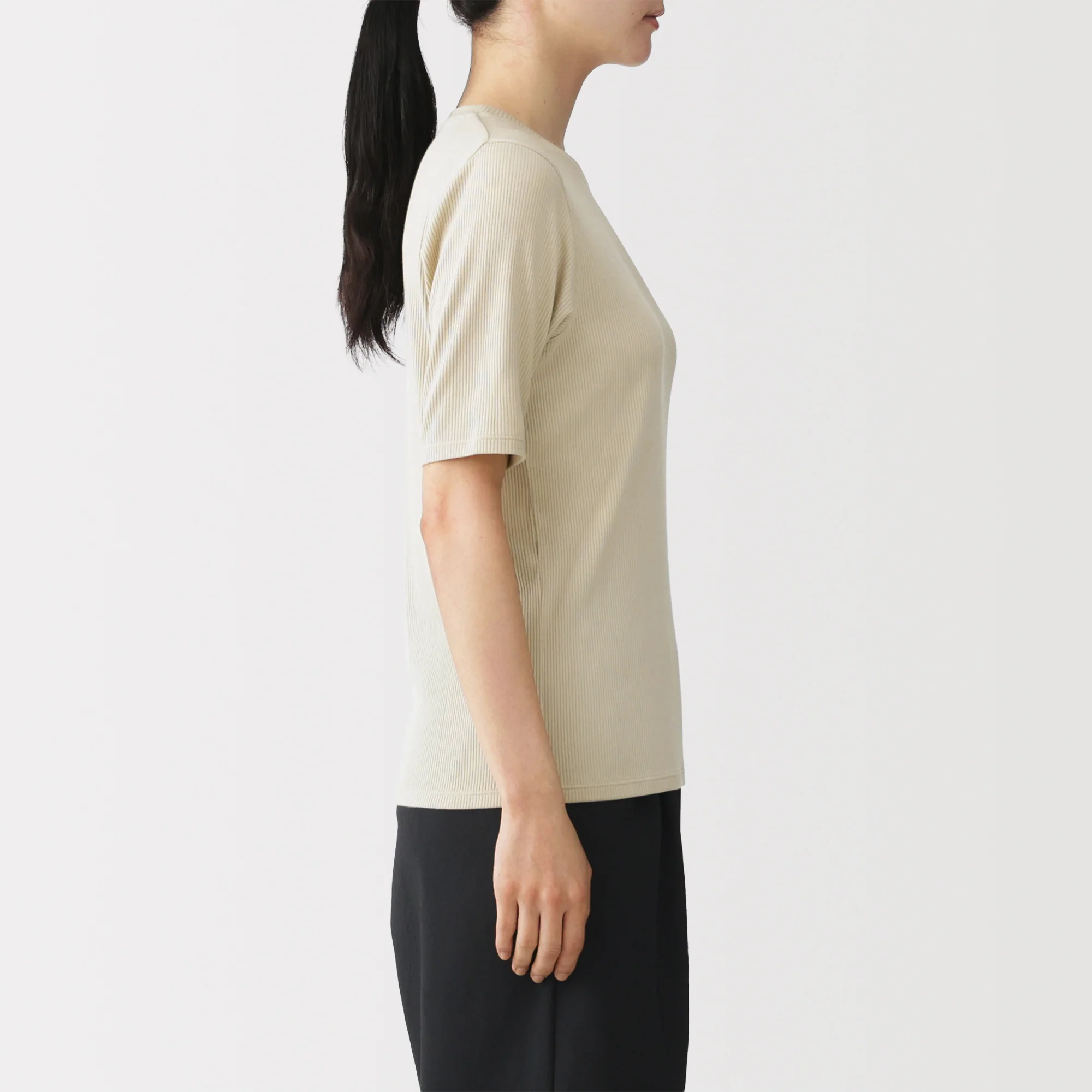 Lyocell Blend Rib Half Sleeve T-Shirt - Image 21