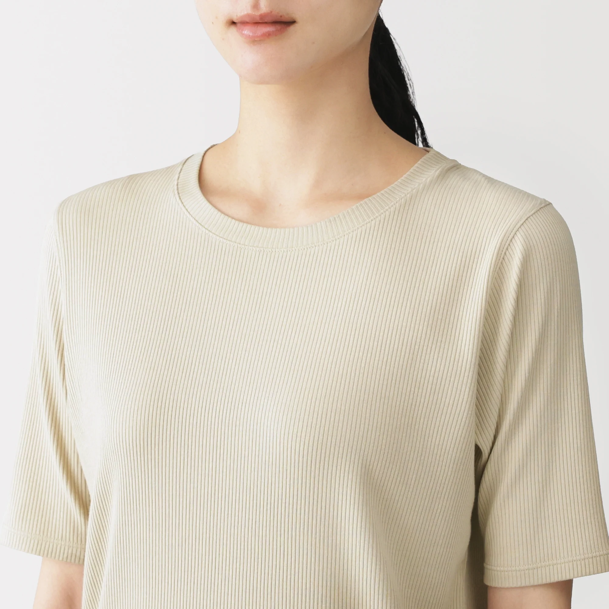 Lyocell Blend Rib Half Sleeve T-Shirt - Image 7
